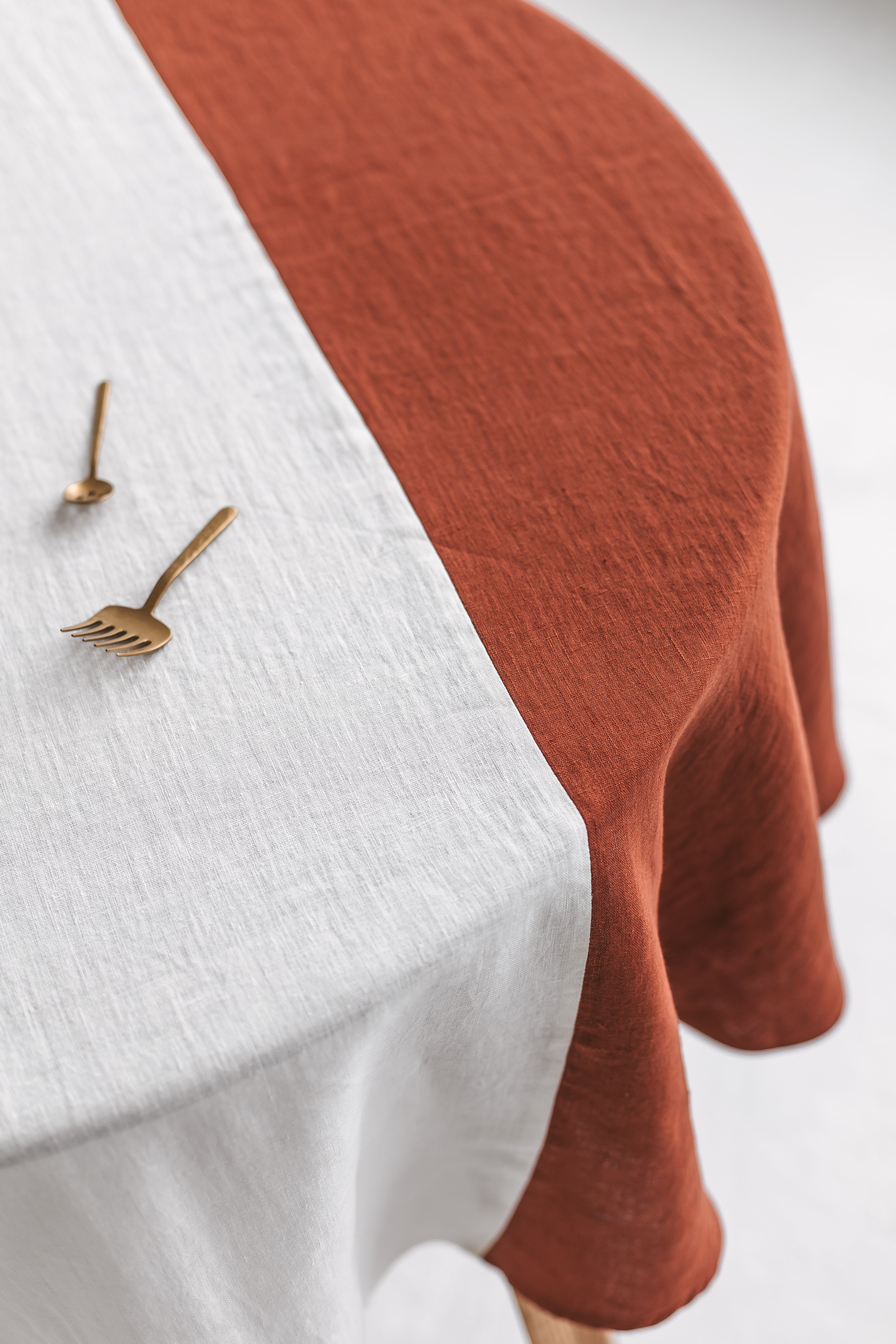 Color Block Round Yellow Linen Tablecloth