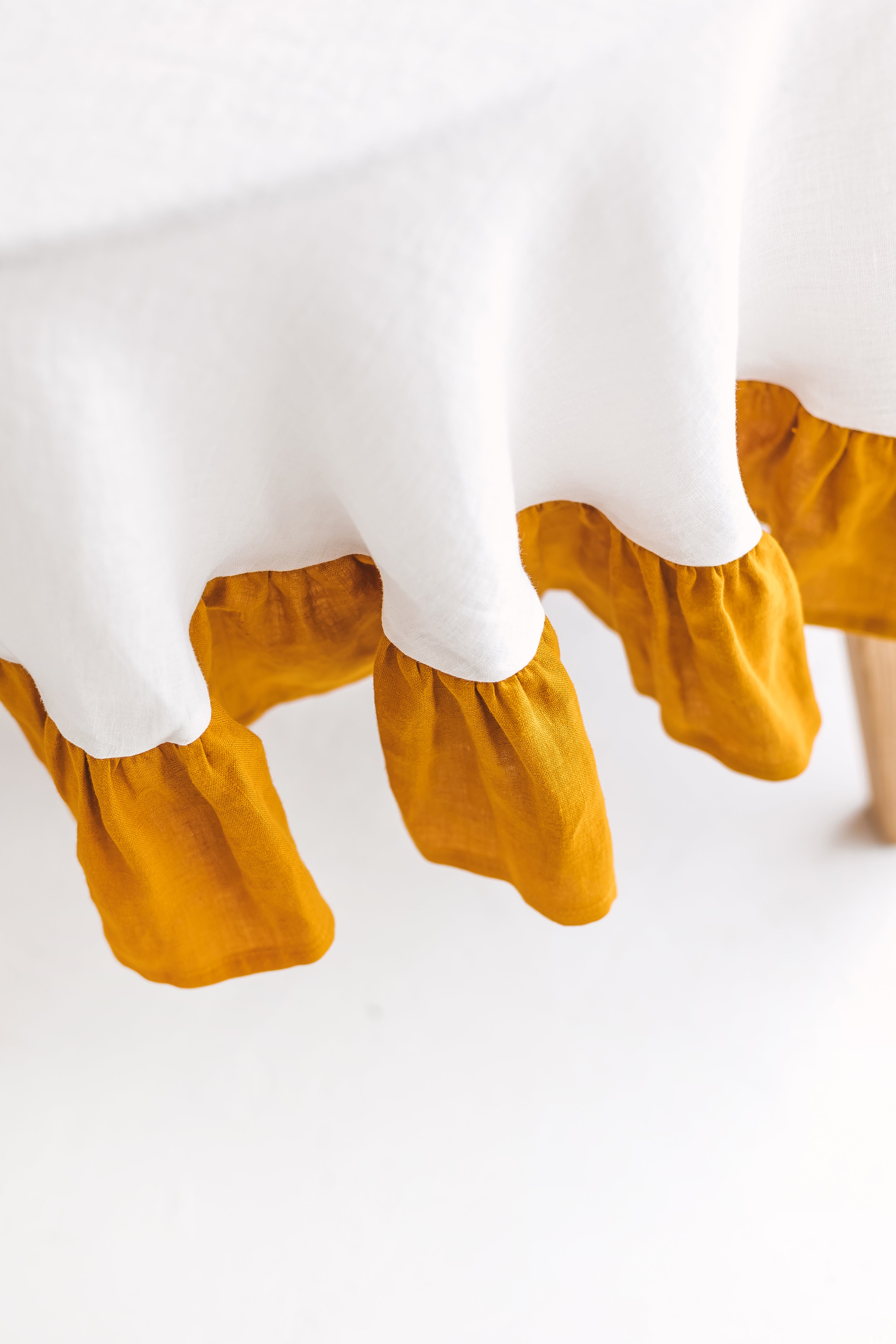 ruffled linen tablecloth