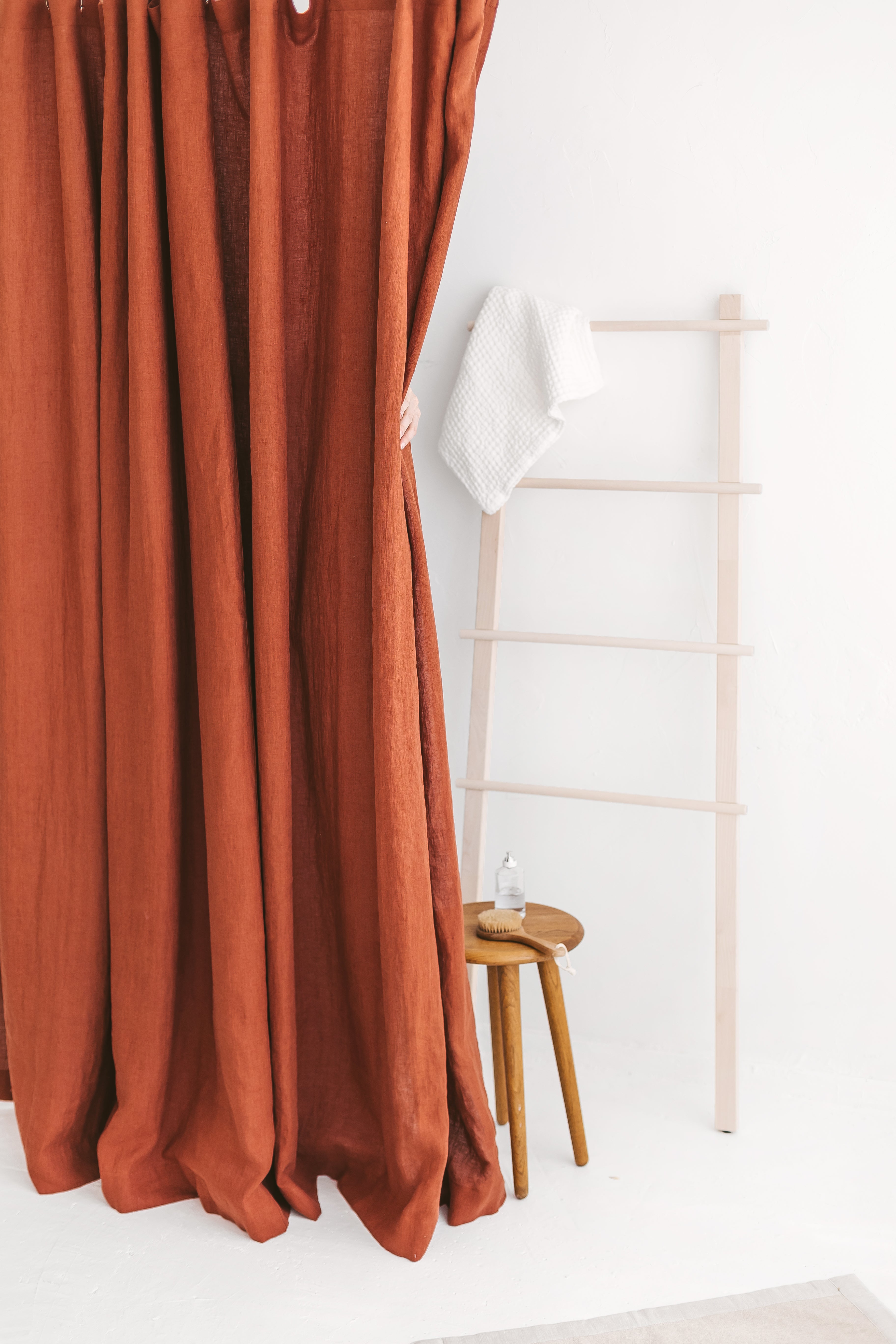 Waterproof Rusty Linen Shower Curtain 280cm / 110&