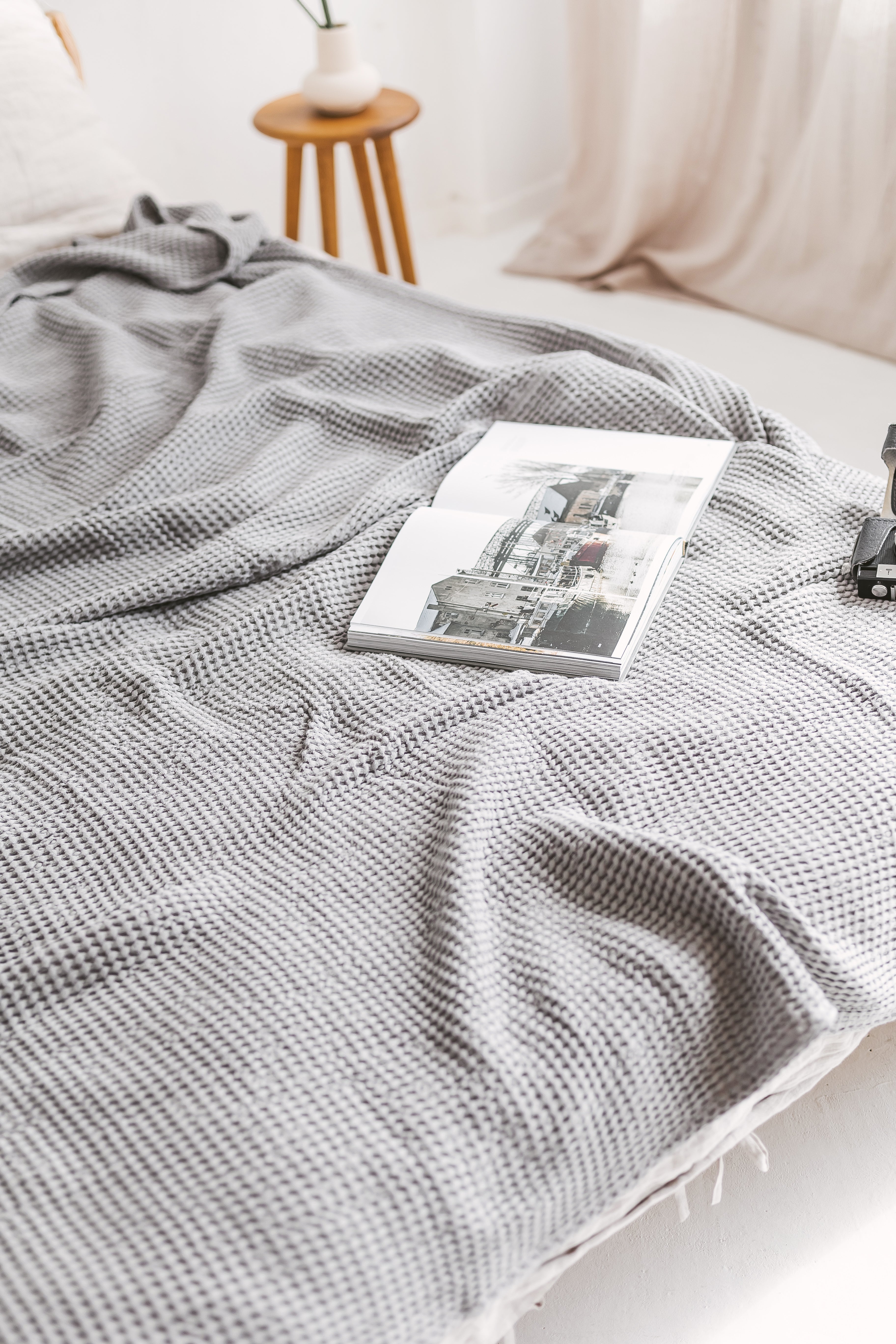 linen waffle bedspread