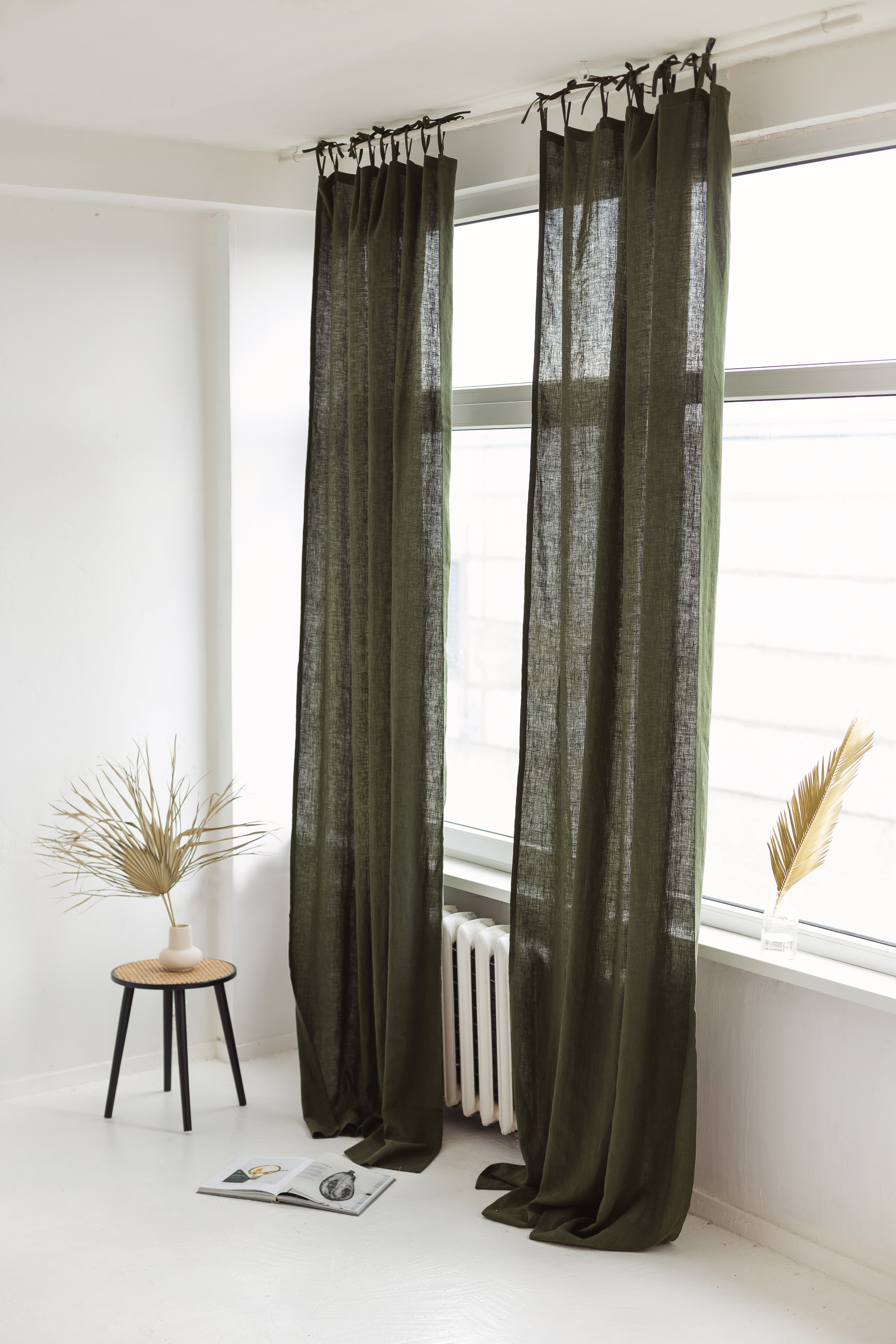 linen curtain with ties
