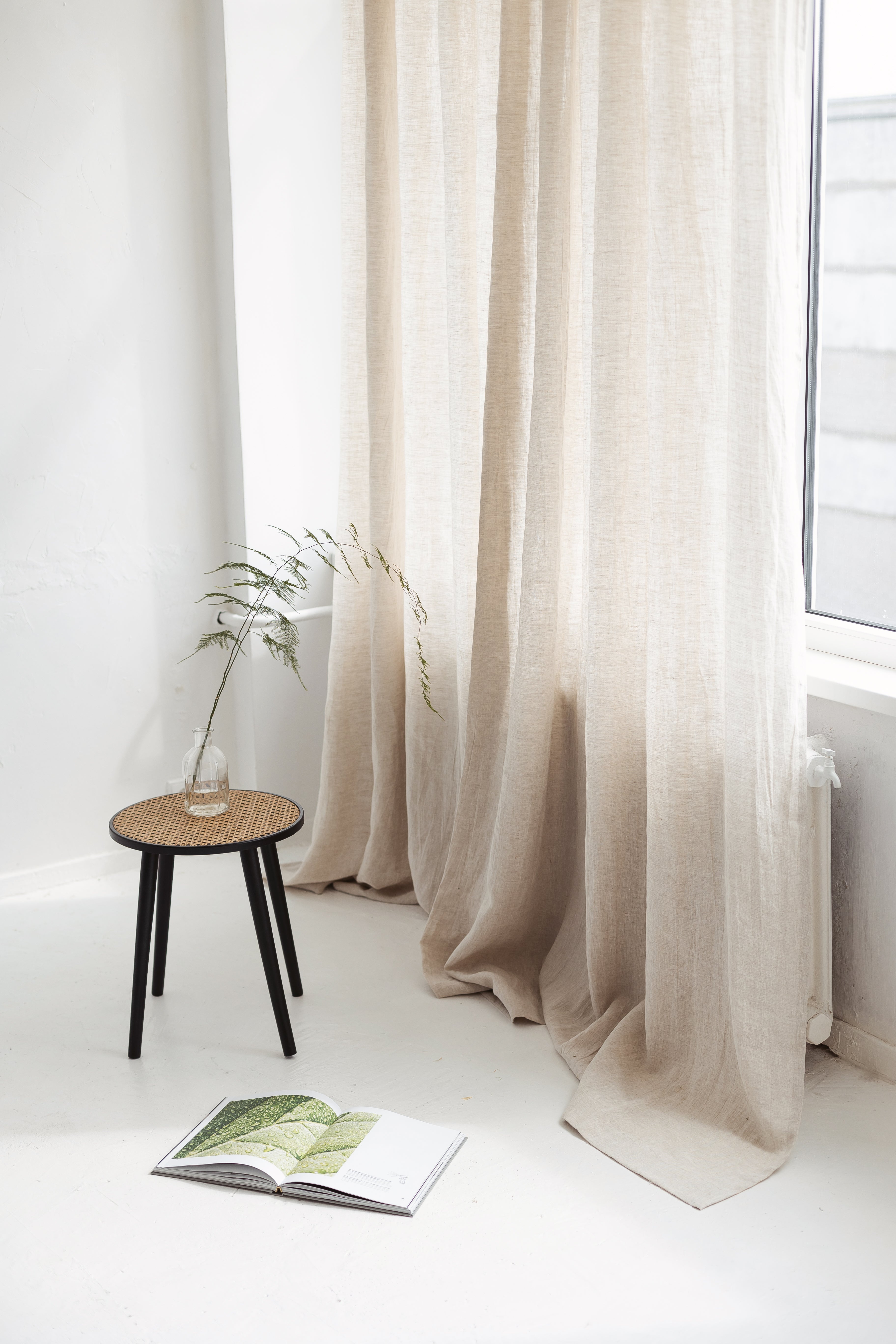 87"/ 220 cm width Natural light Linen Curtain With Grommets