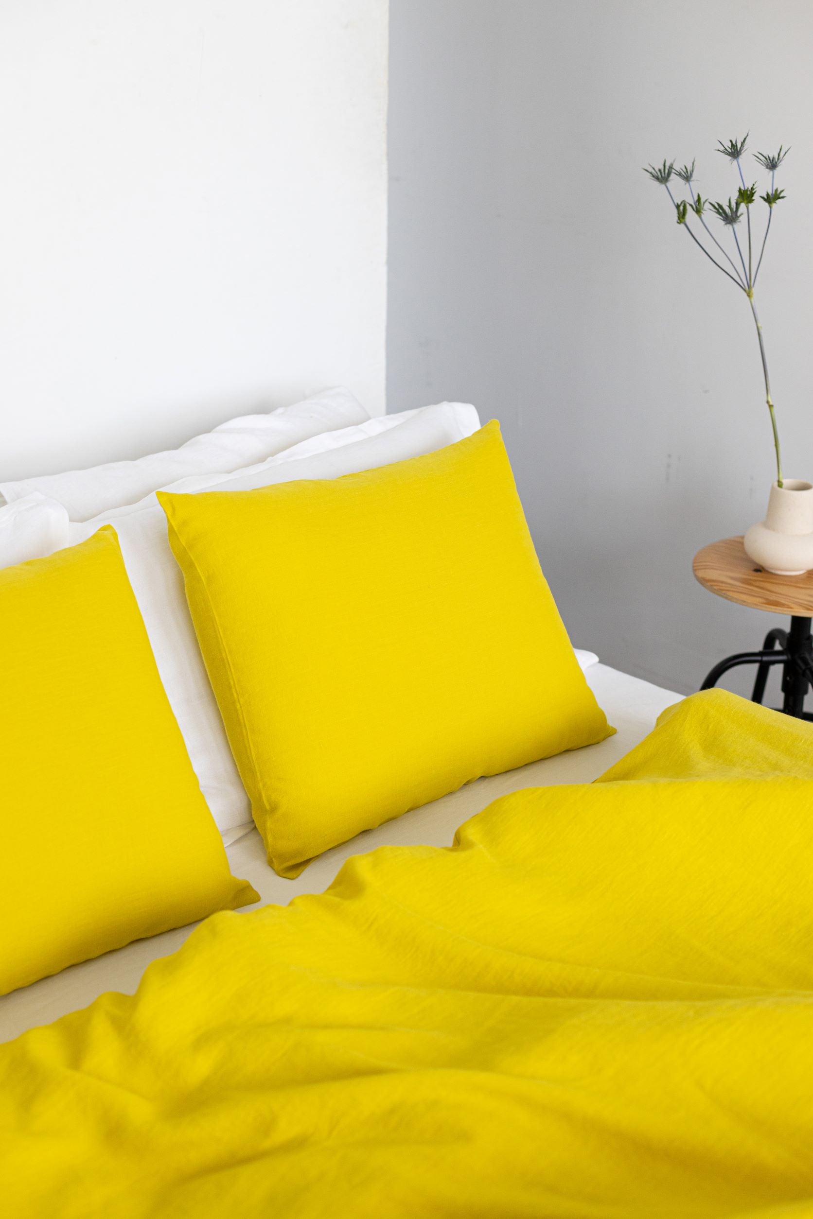 Chartreuse Yellow Linen Pillowcase With Zipper