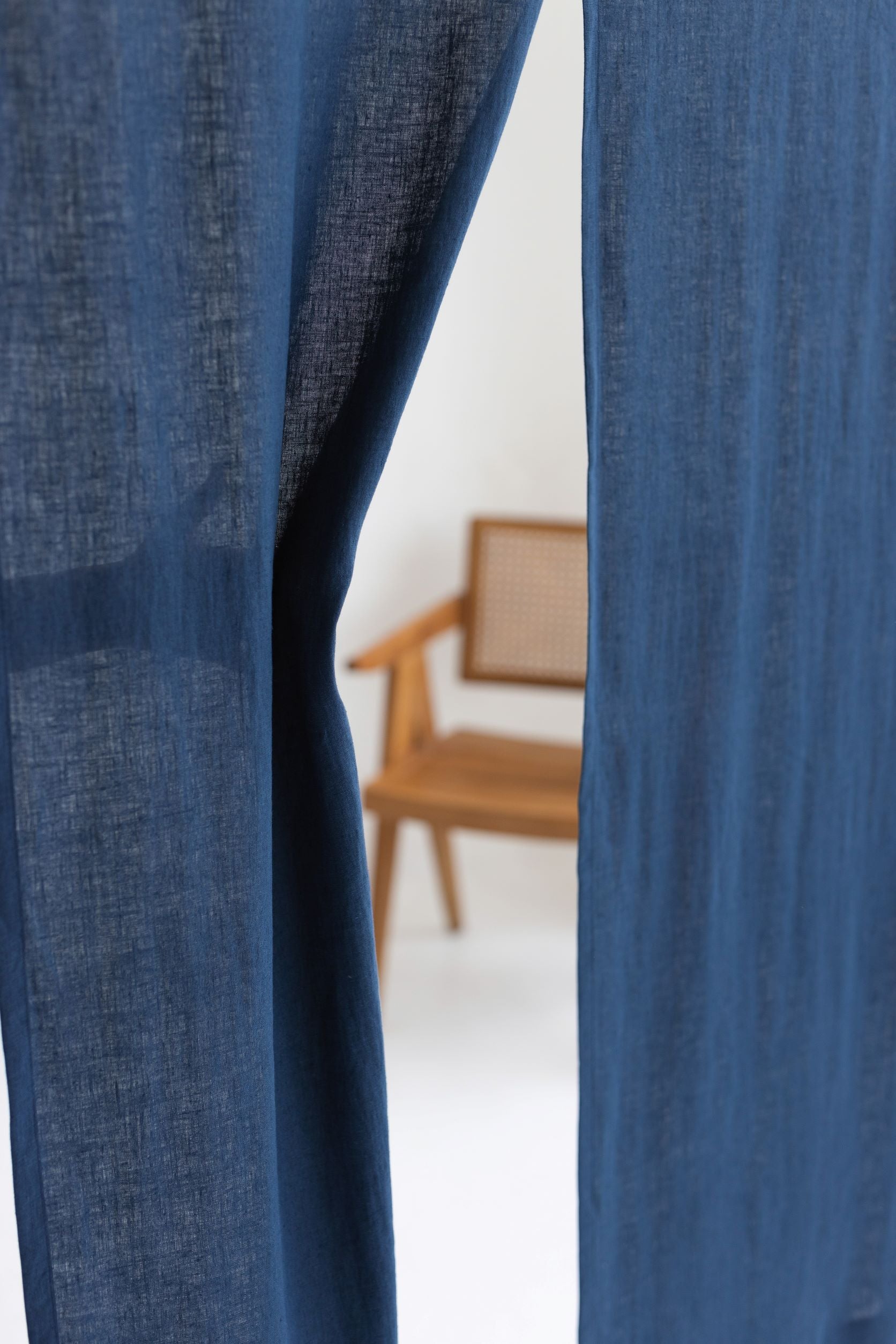 Steel Blue Linen Japanese Noren Curtain