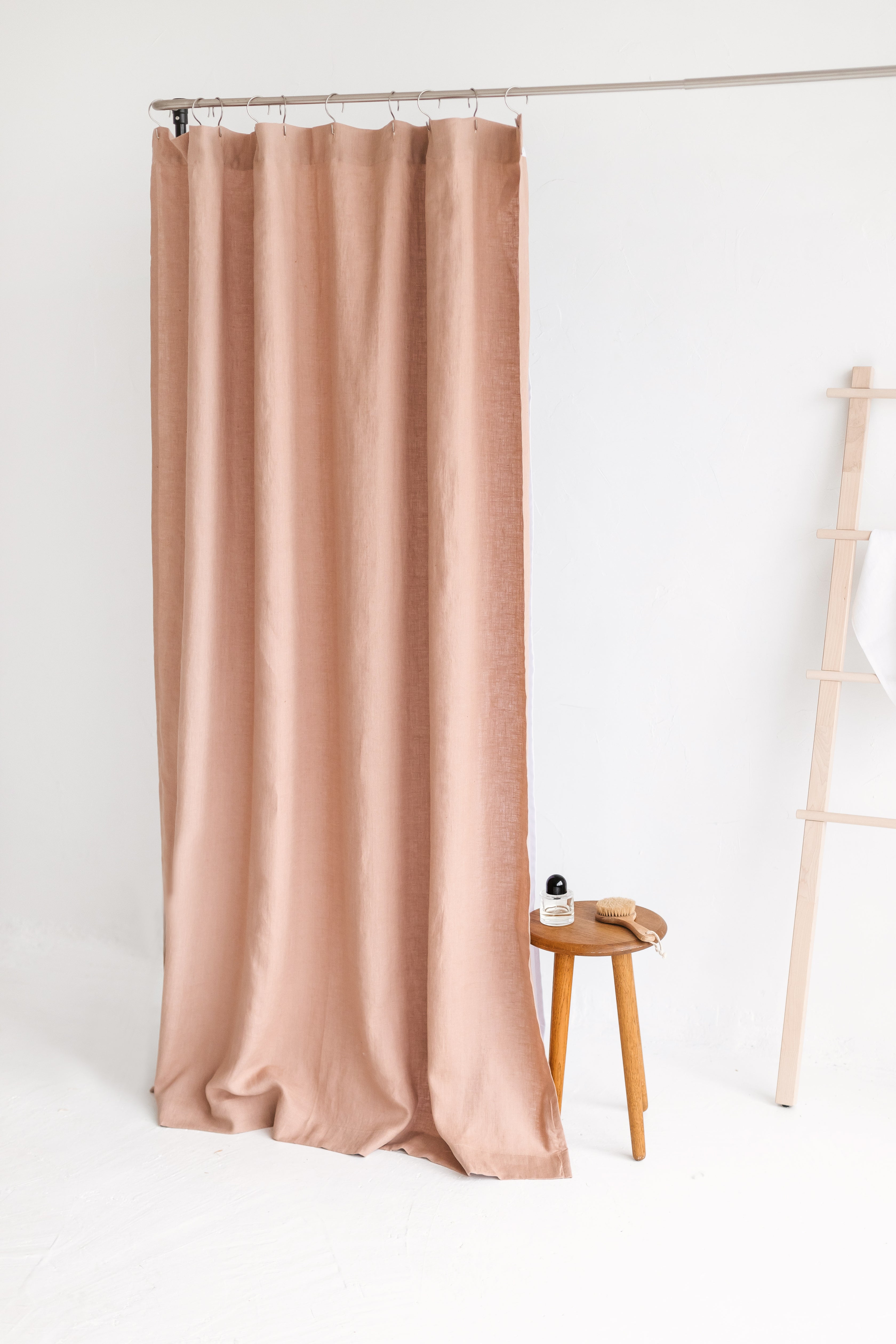 Waterproof Peach Linen Shower Curtain 140cm / 55&
