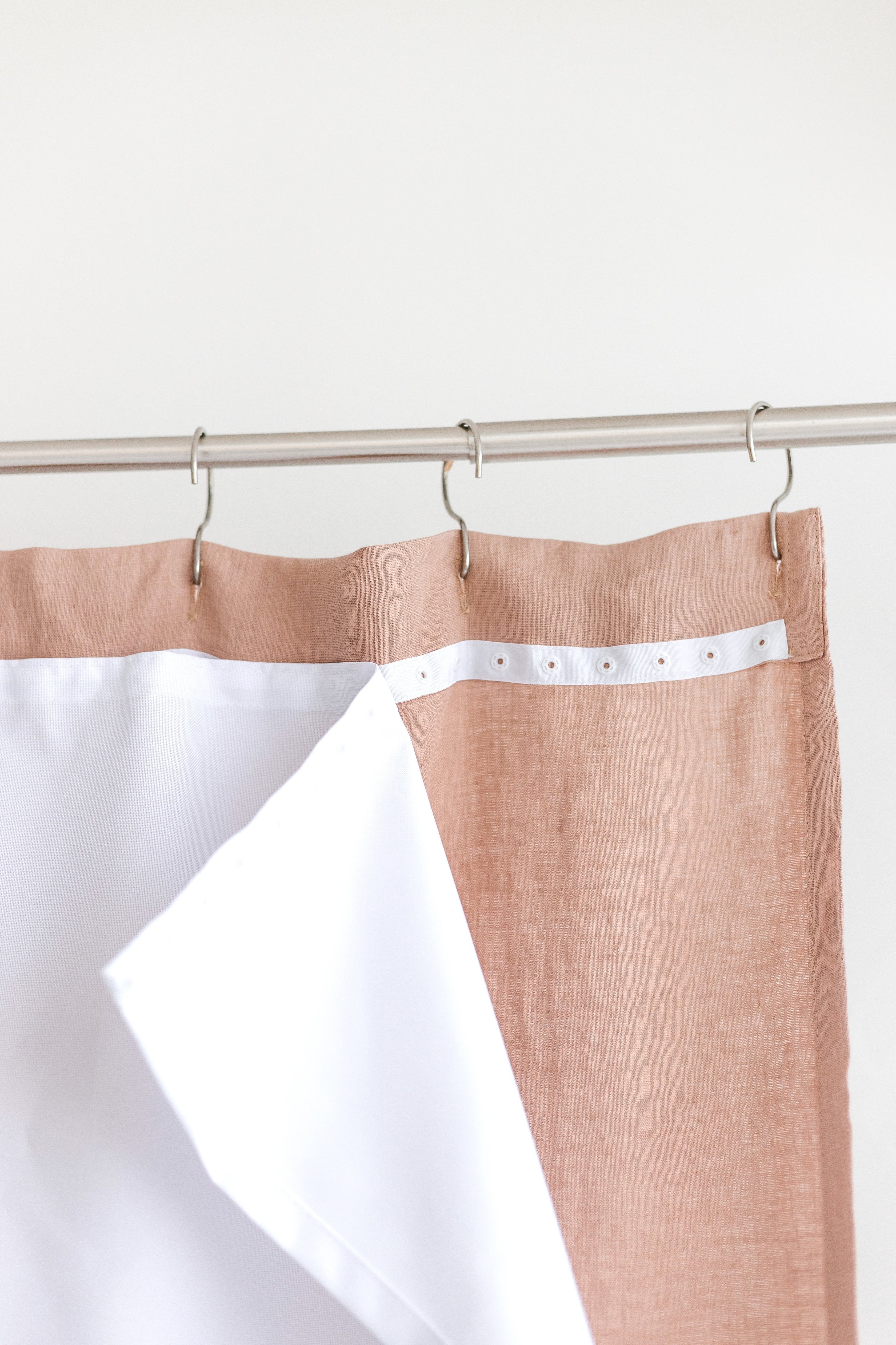 Waterproof Peach Linen Shower Curtain 140cm / 55&