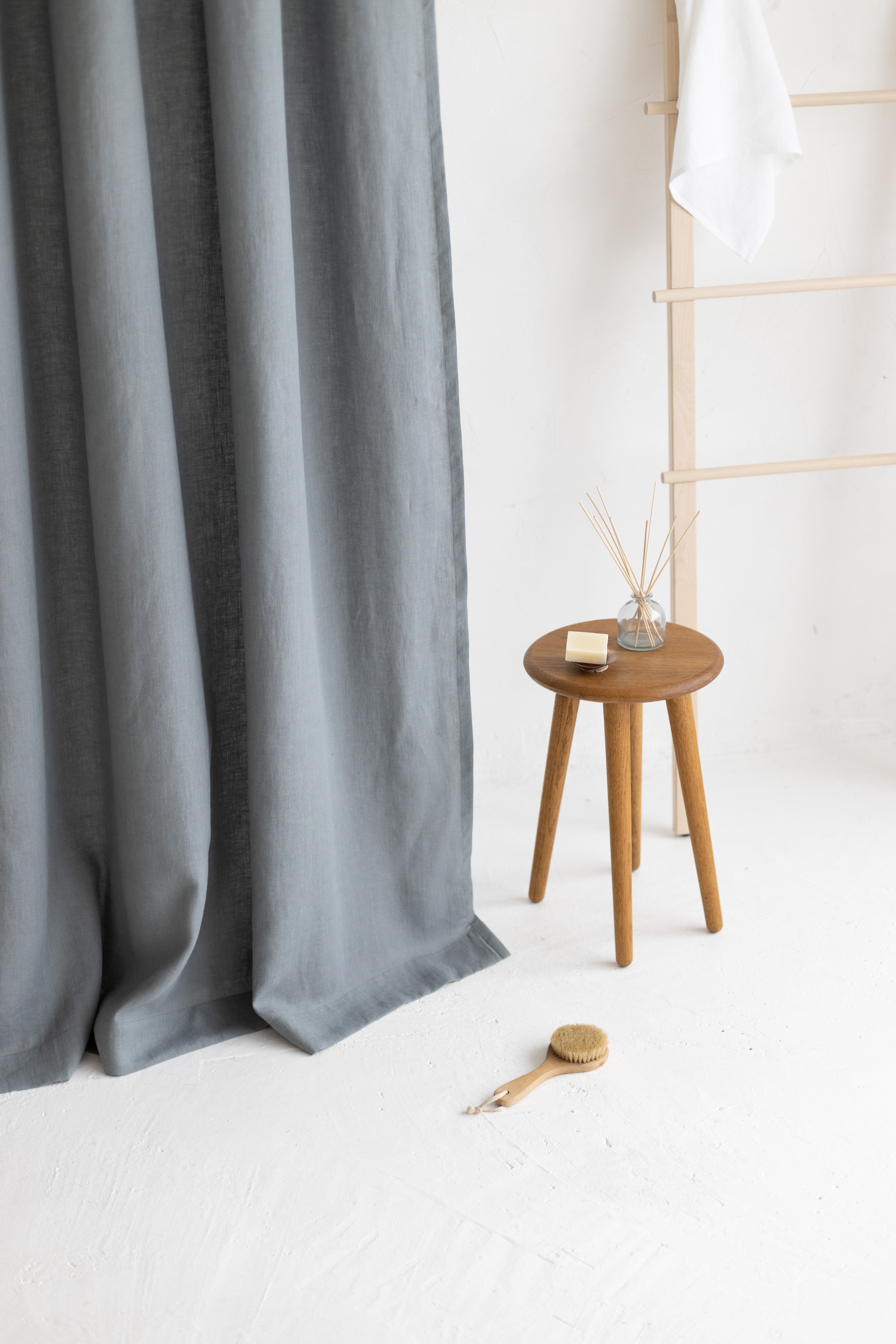 Waterproof Pigeon Gray Linen Shower Curtain 140cm / 55&