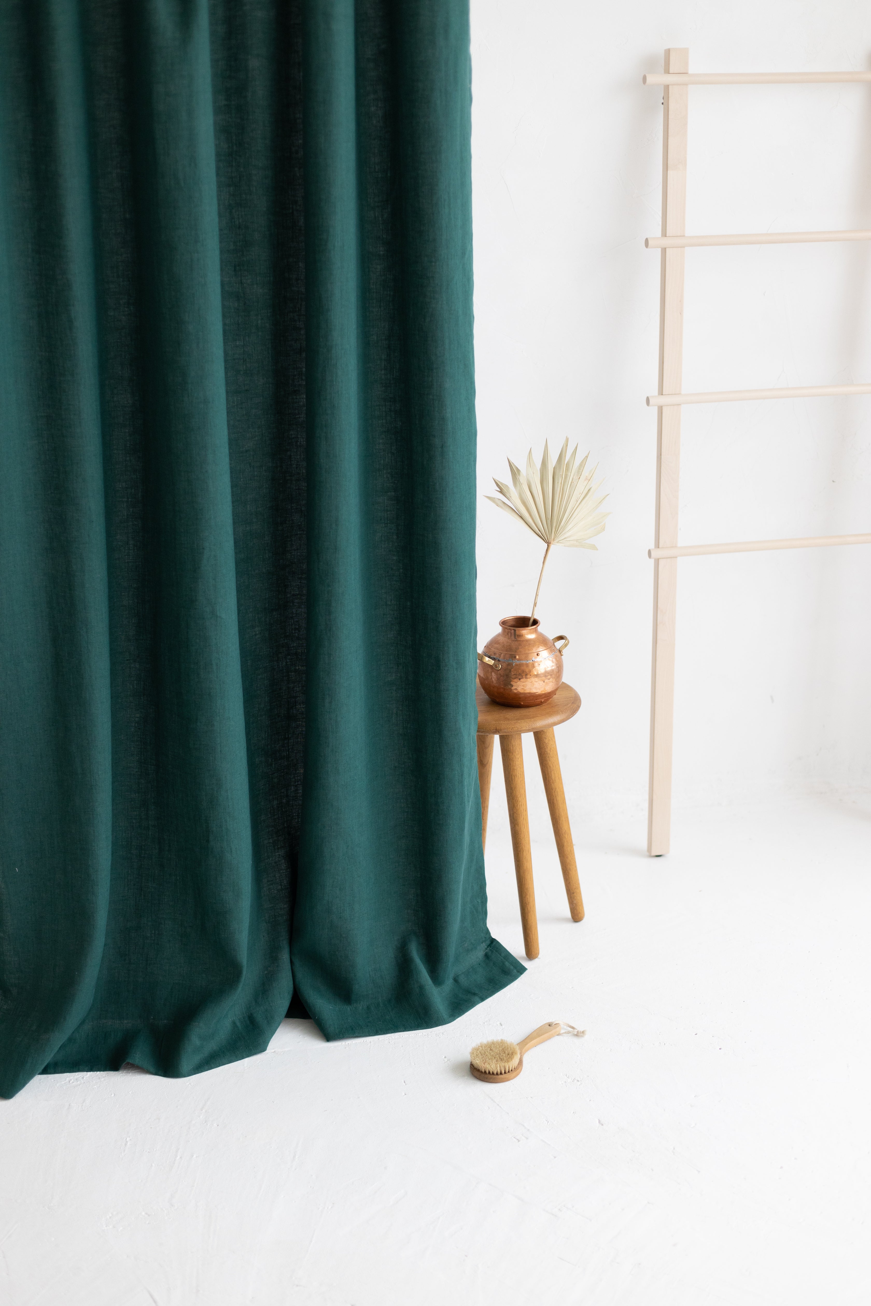 Waterproof Emerald Linen Shower Curtain 140cm / 55&