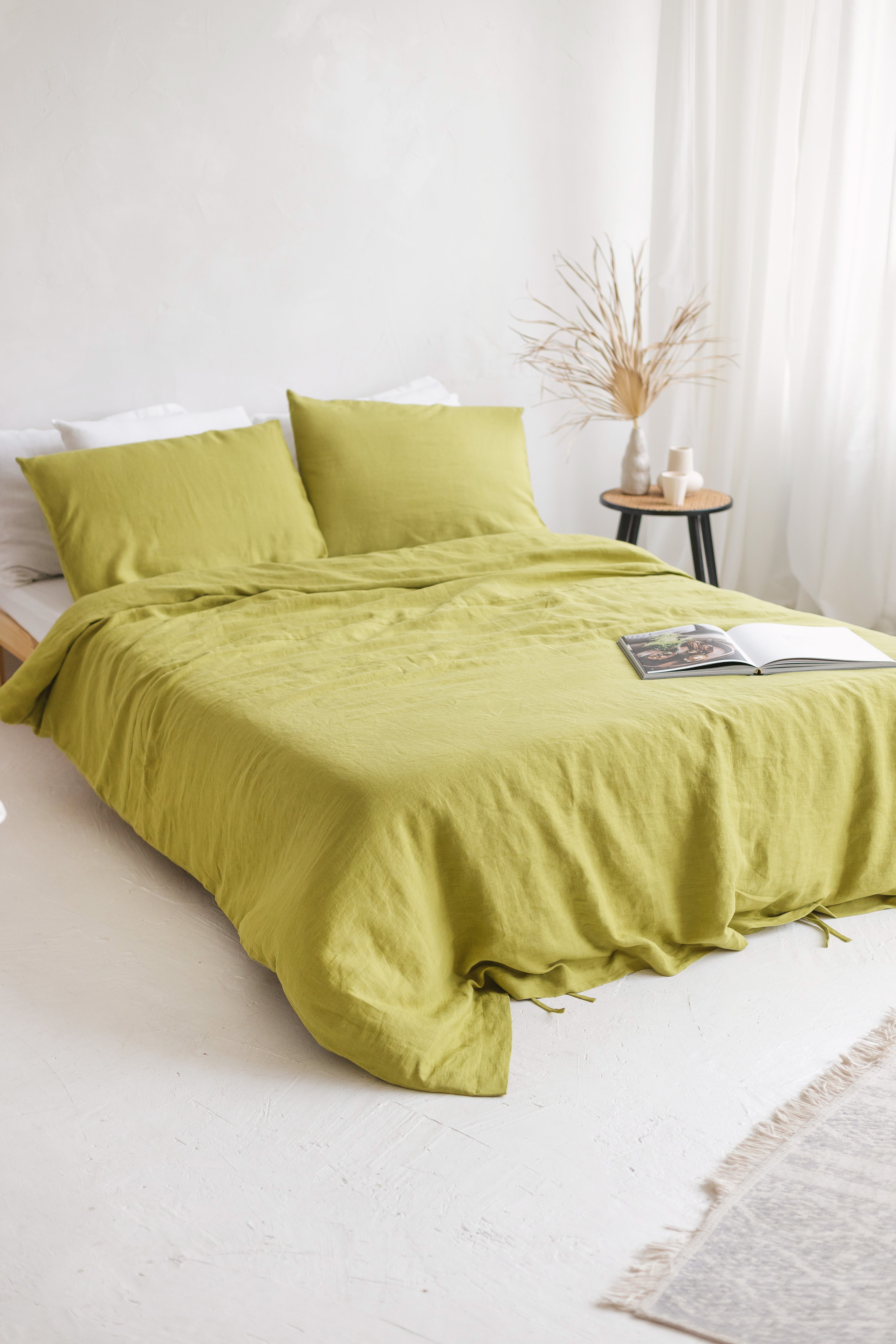 Lime Linen Duvet Cover