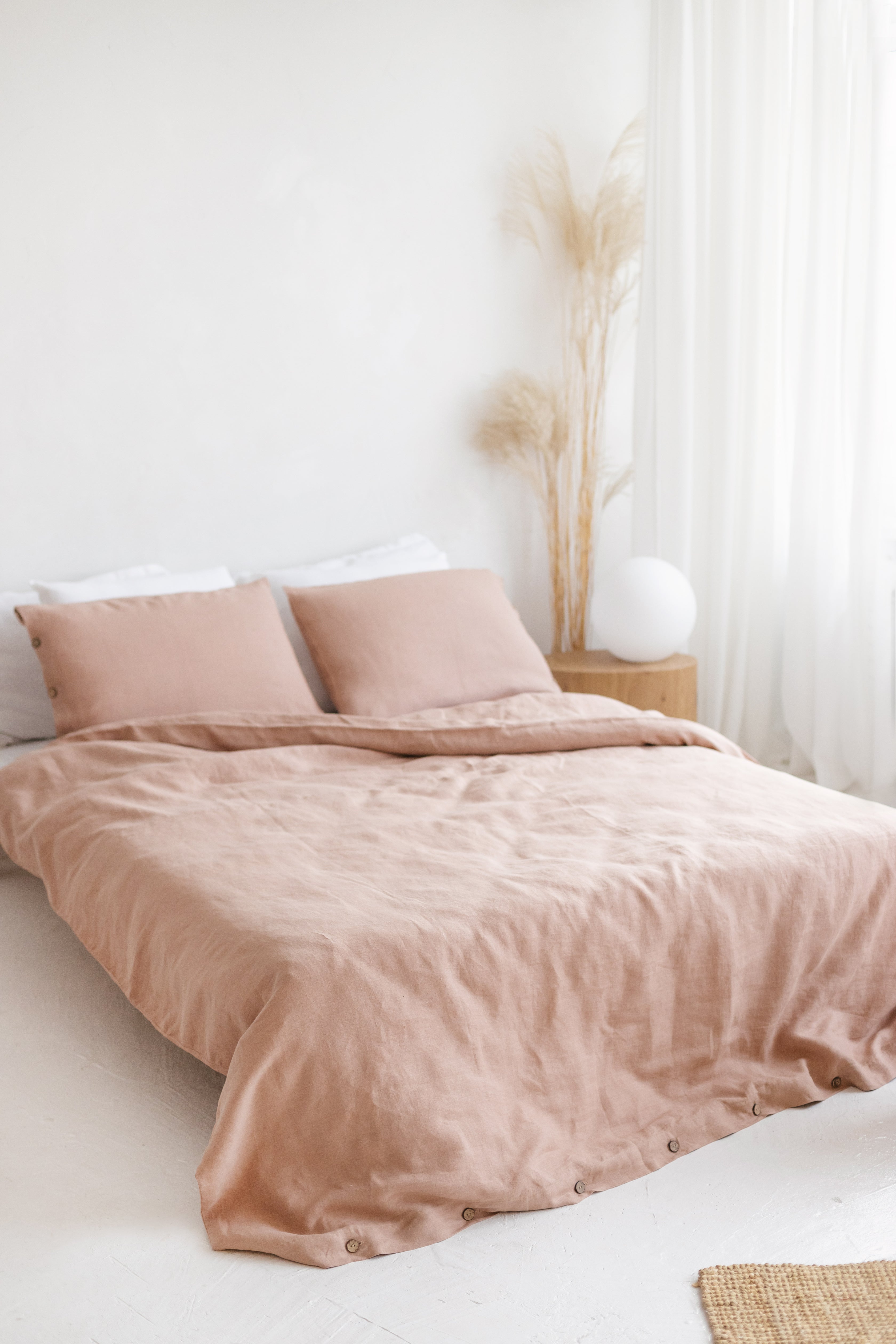 Peach Linen Pillowcase