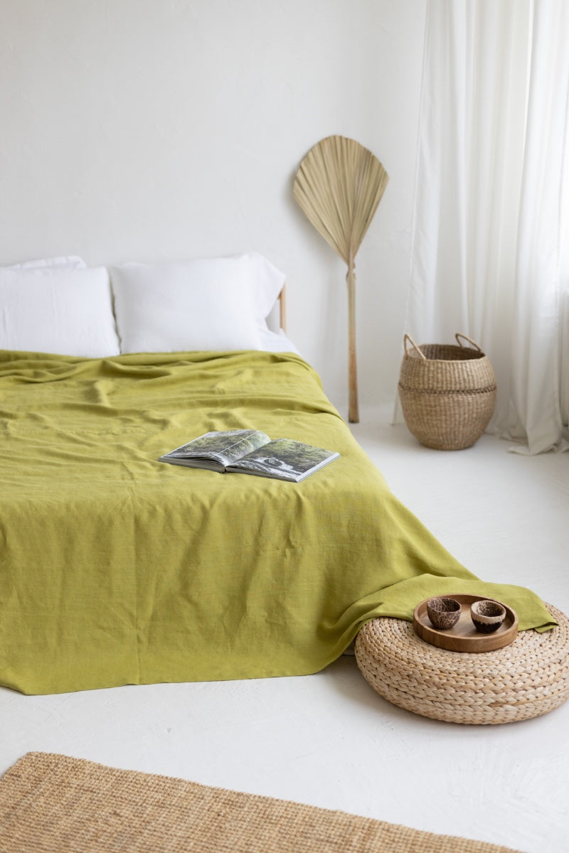 Lime Linen Bedspread