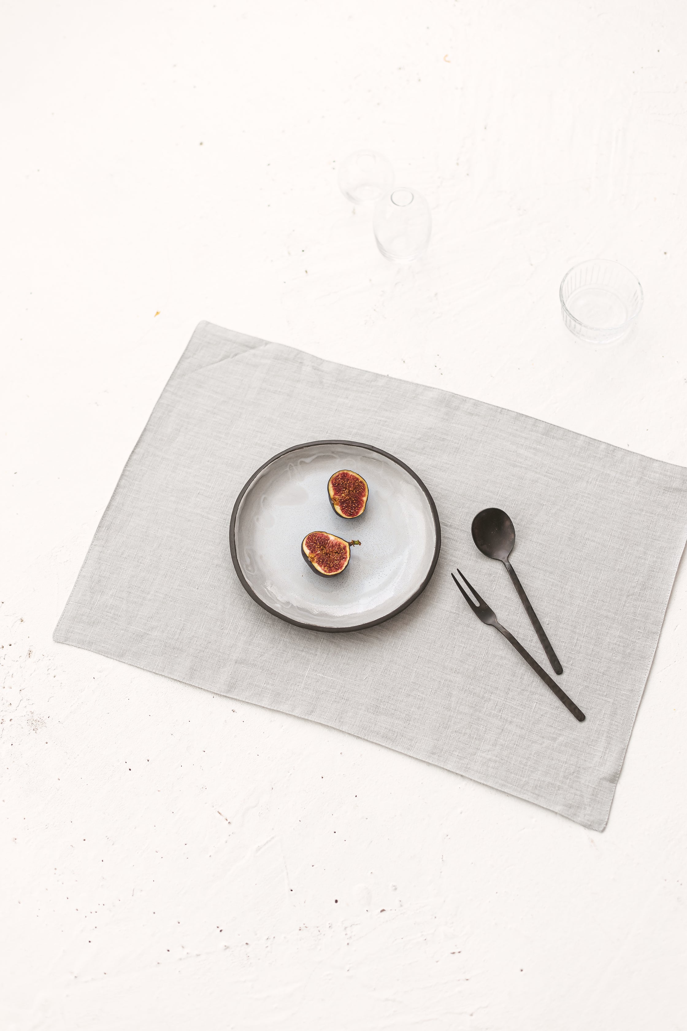 gray linen placemats