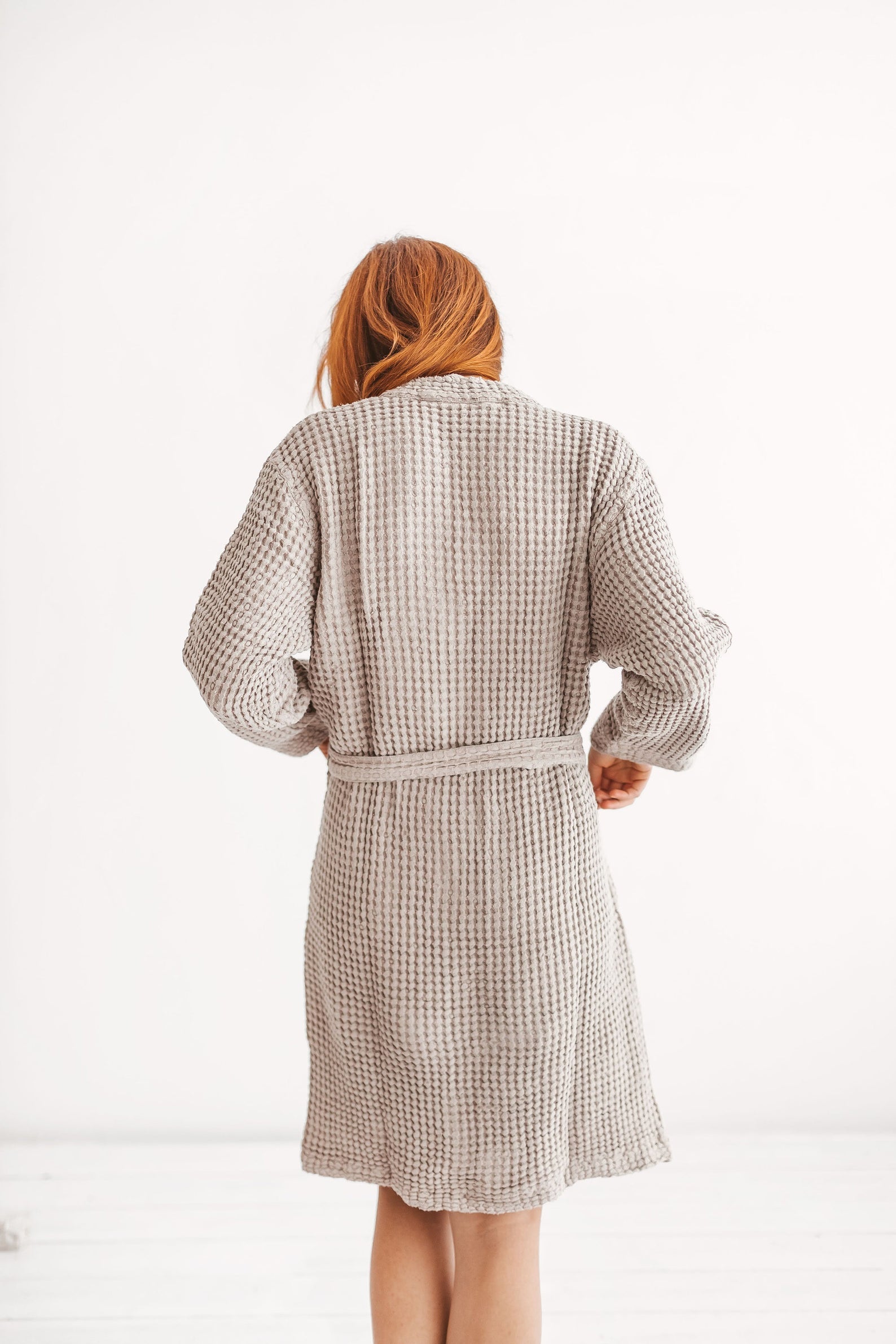 linen waffle bathrobe