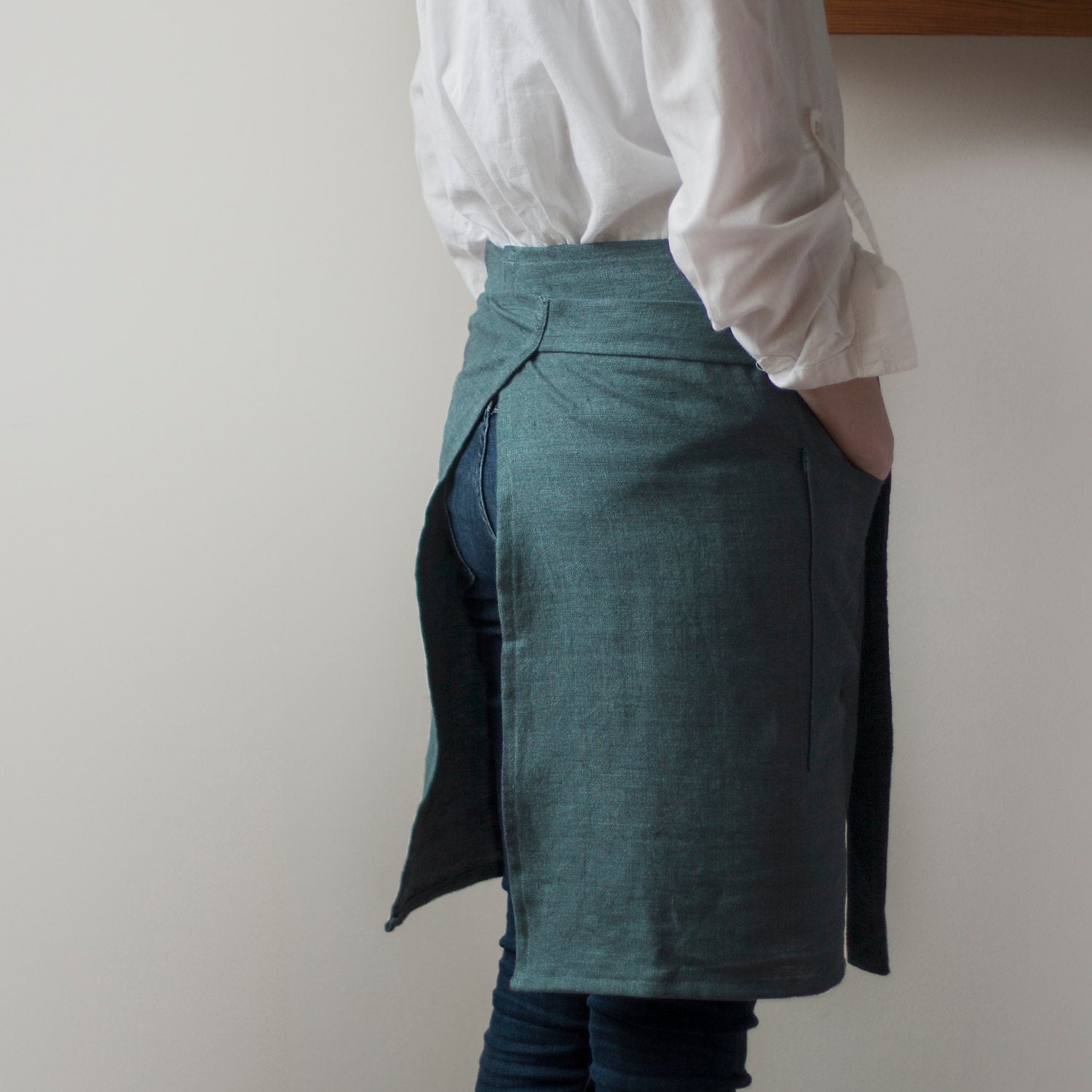 Grey Linen Half Apron
