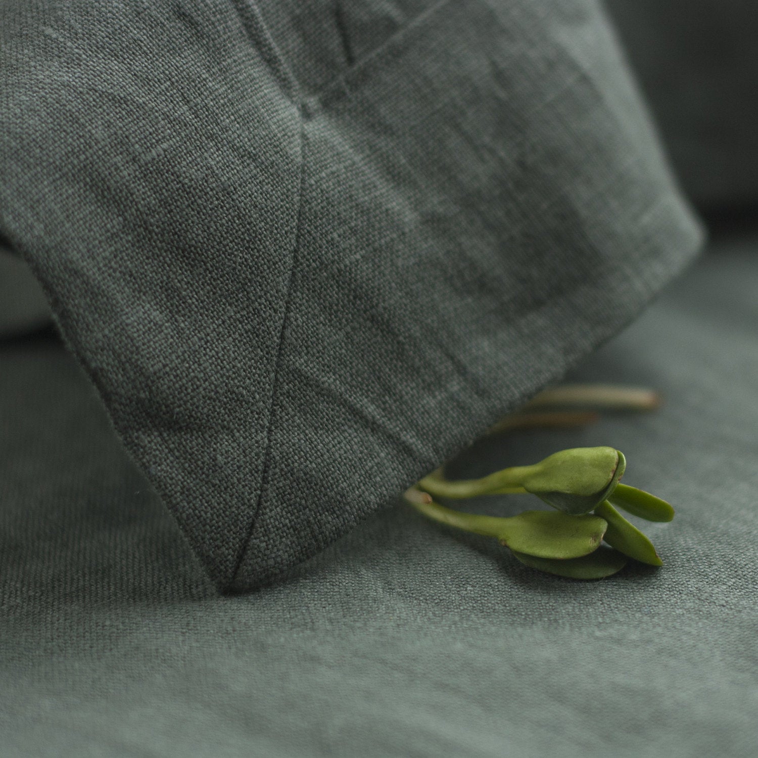 Dark Green Linen Table Runner