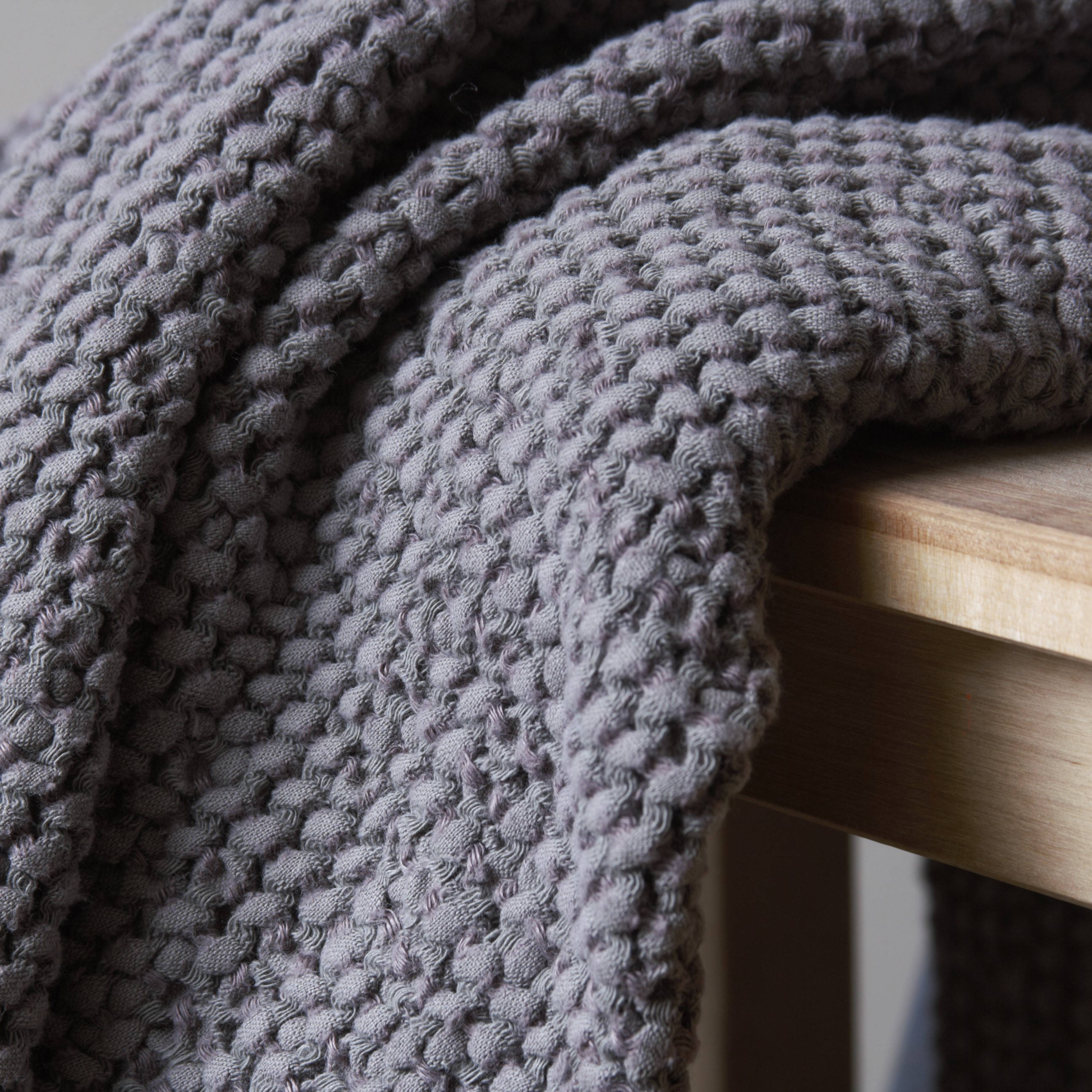 Dark Gray Linen Waffle Bath Towel