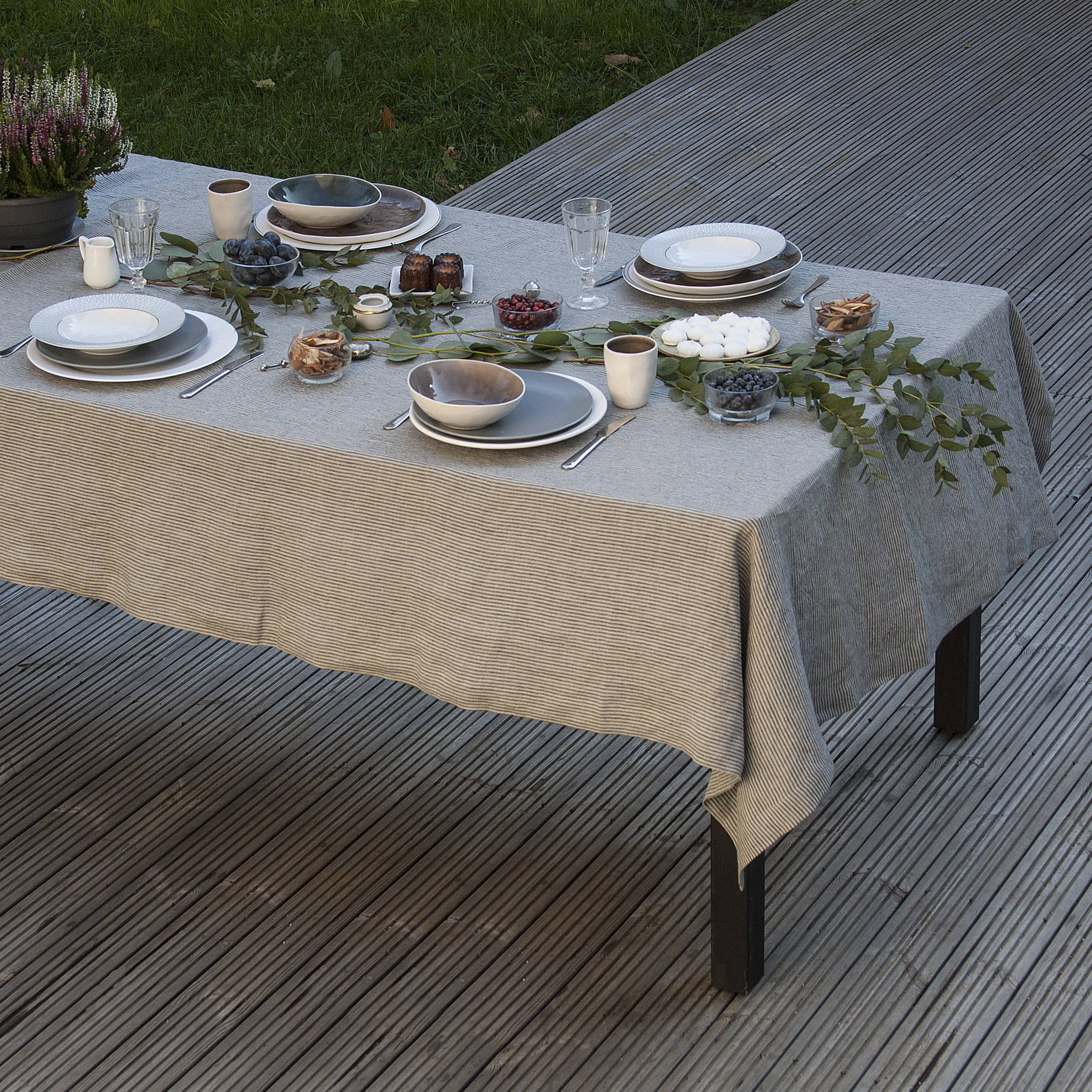 Striped Linen Tablecloth