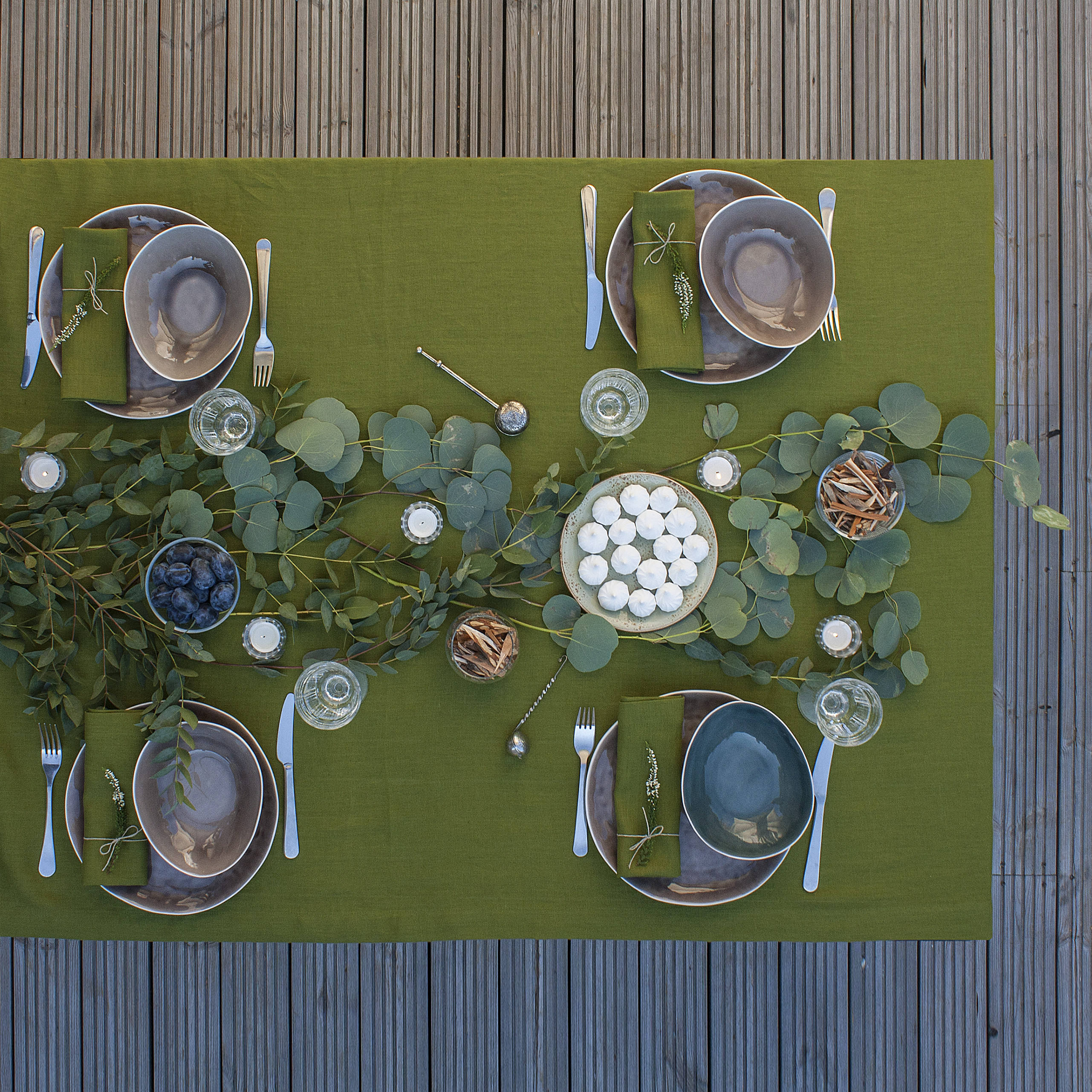 Moss Green Linen Tablecloth