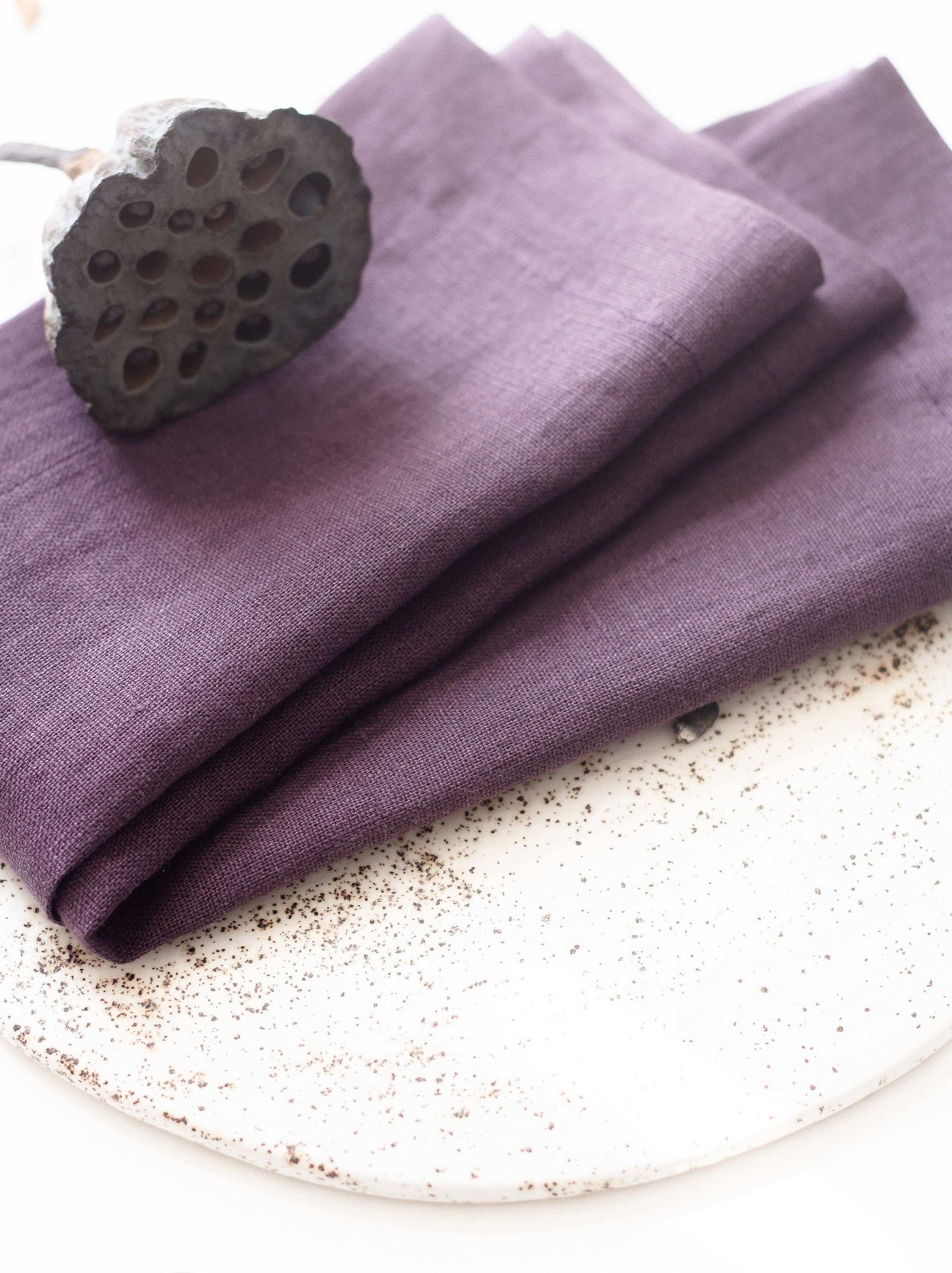 Plum Linen Napkins Set Of 2 Mitered Corners