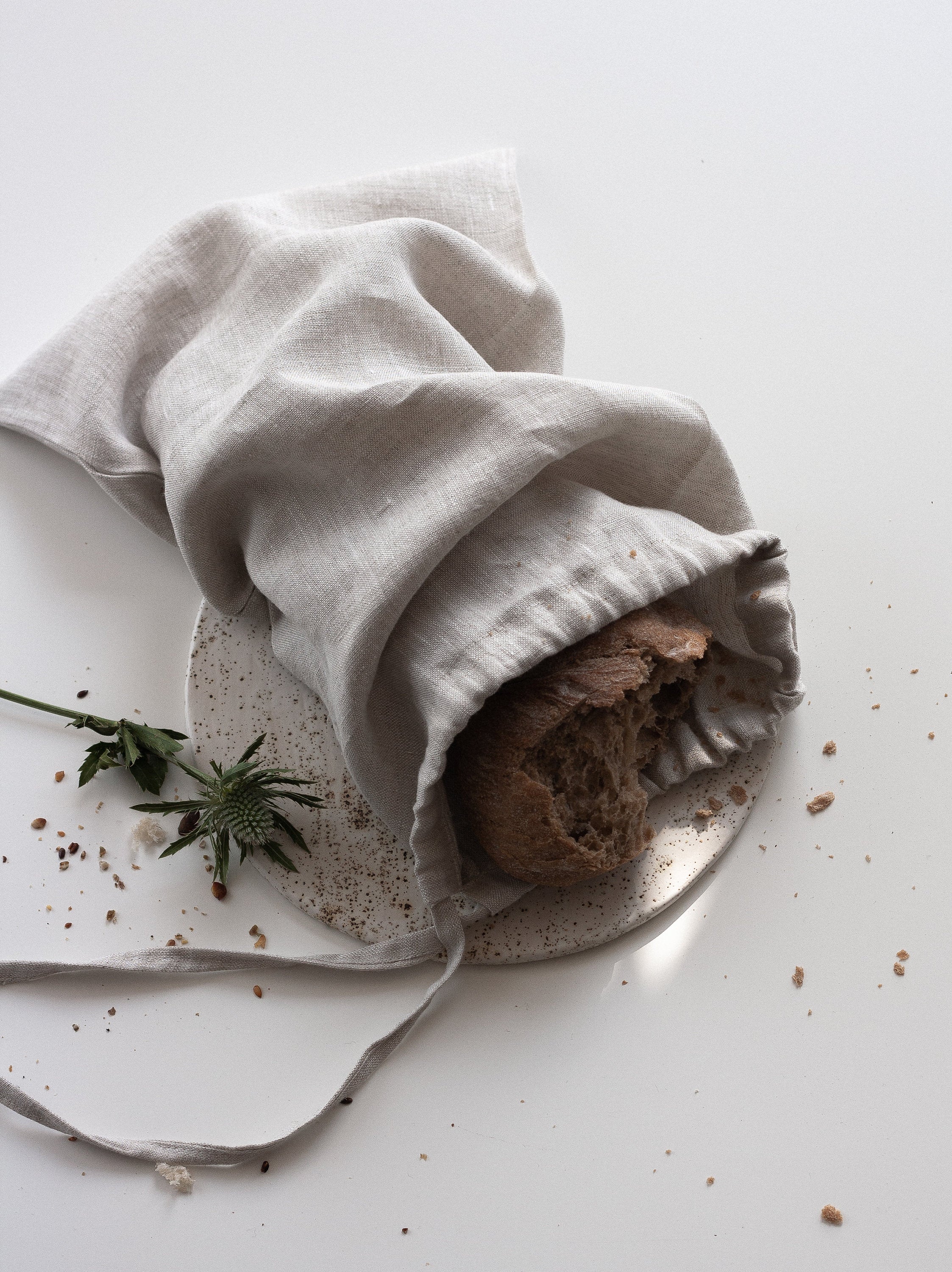 Walnut Brown Linen Bread Bags Set Of 2