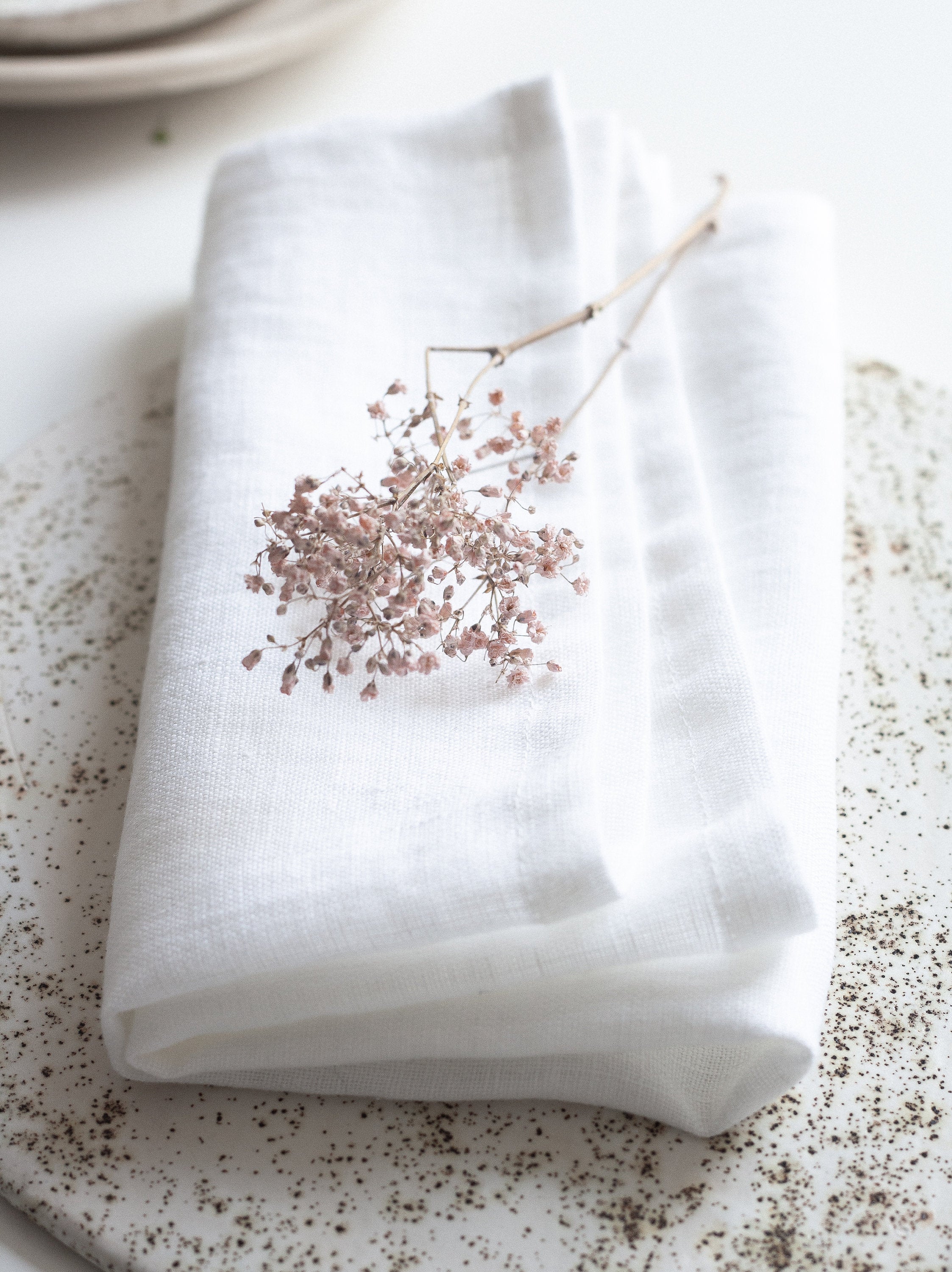 White Linen Napkins Set Of 2