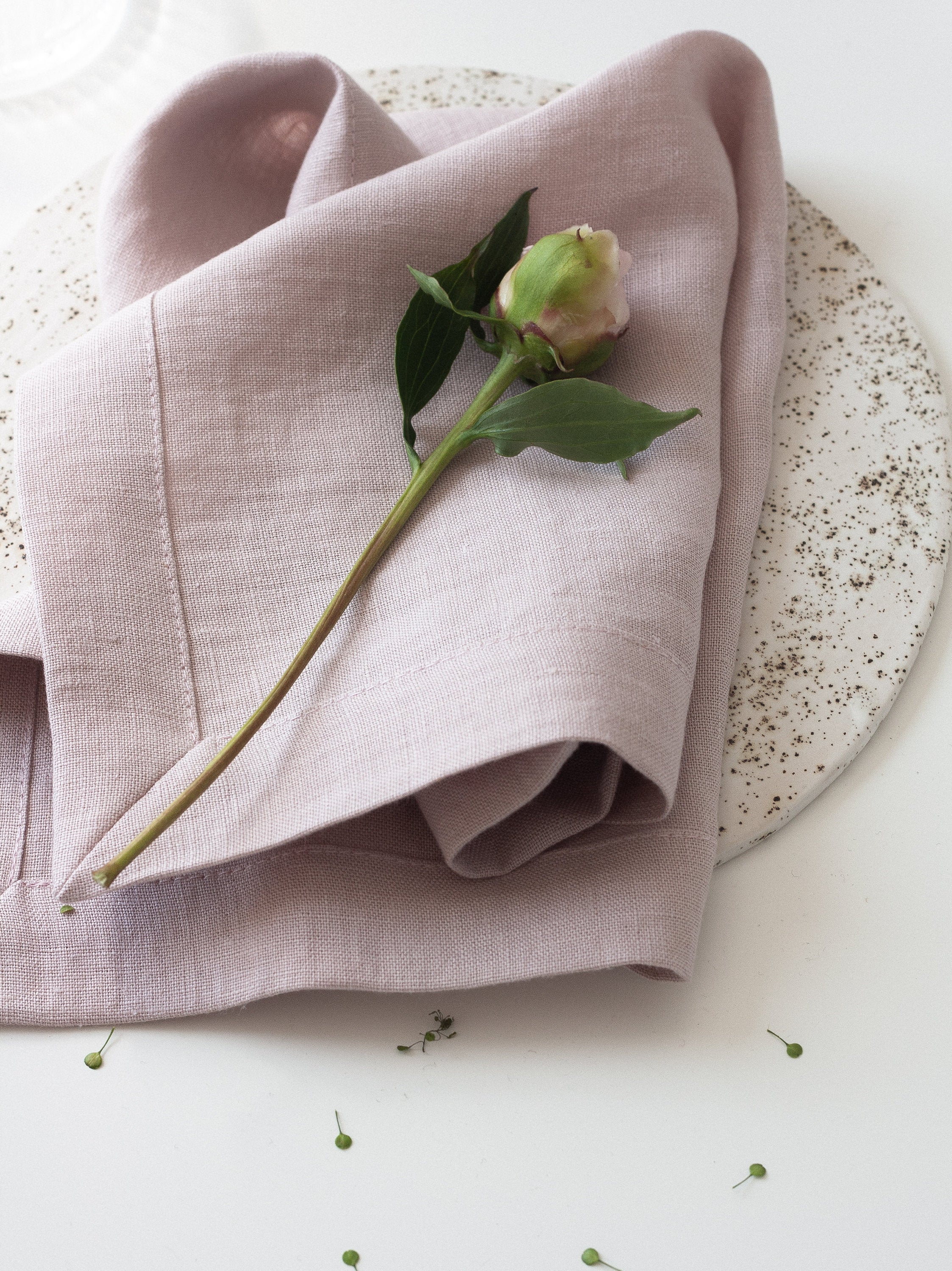 Pastel Pink Linen Napkins Set Of 2 Mitered Corners