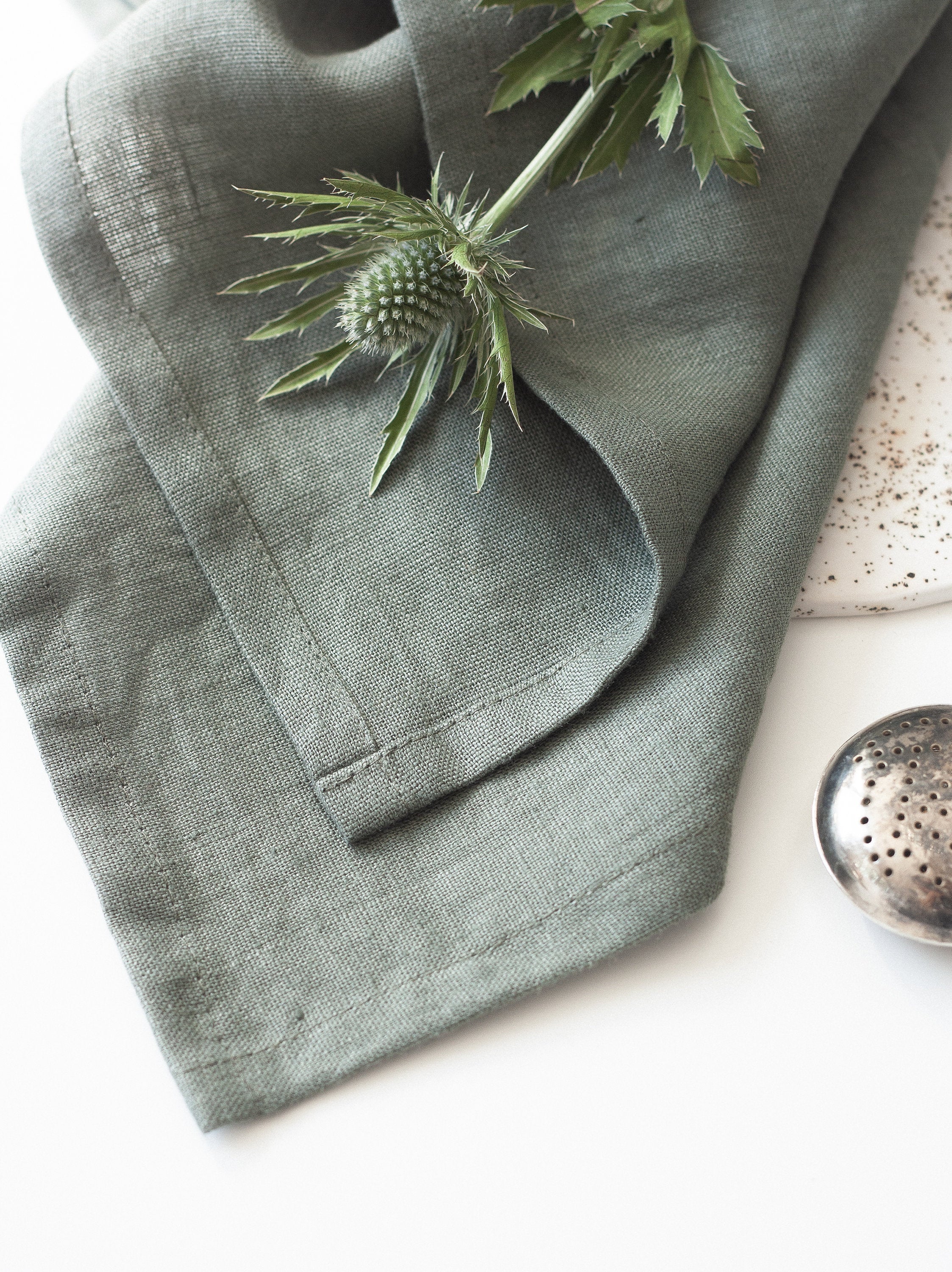 Safari Green Linen Napkins Set Of 2