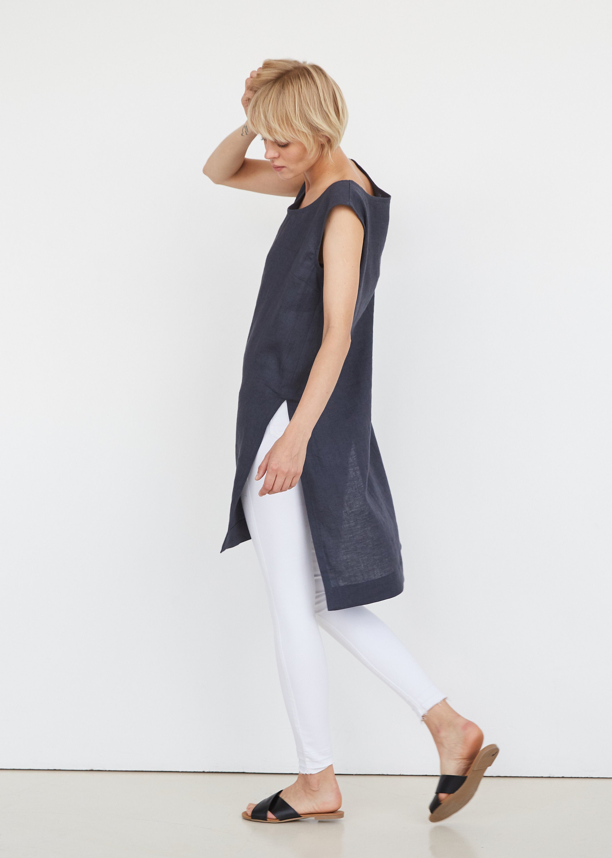Coal Gray Linen Tunic