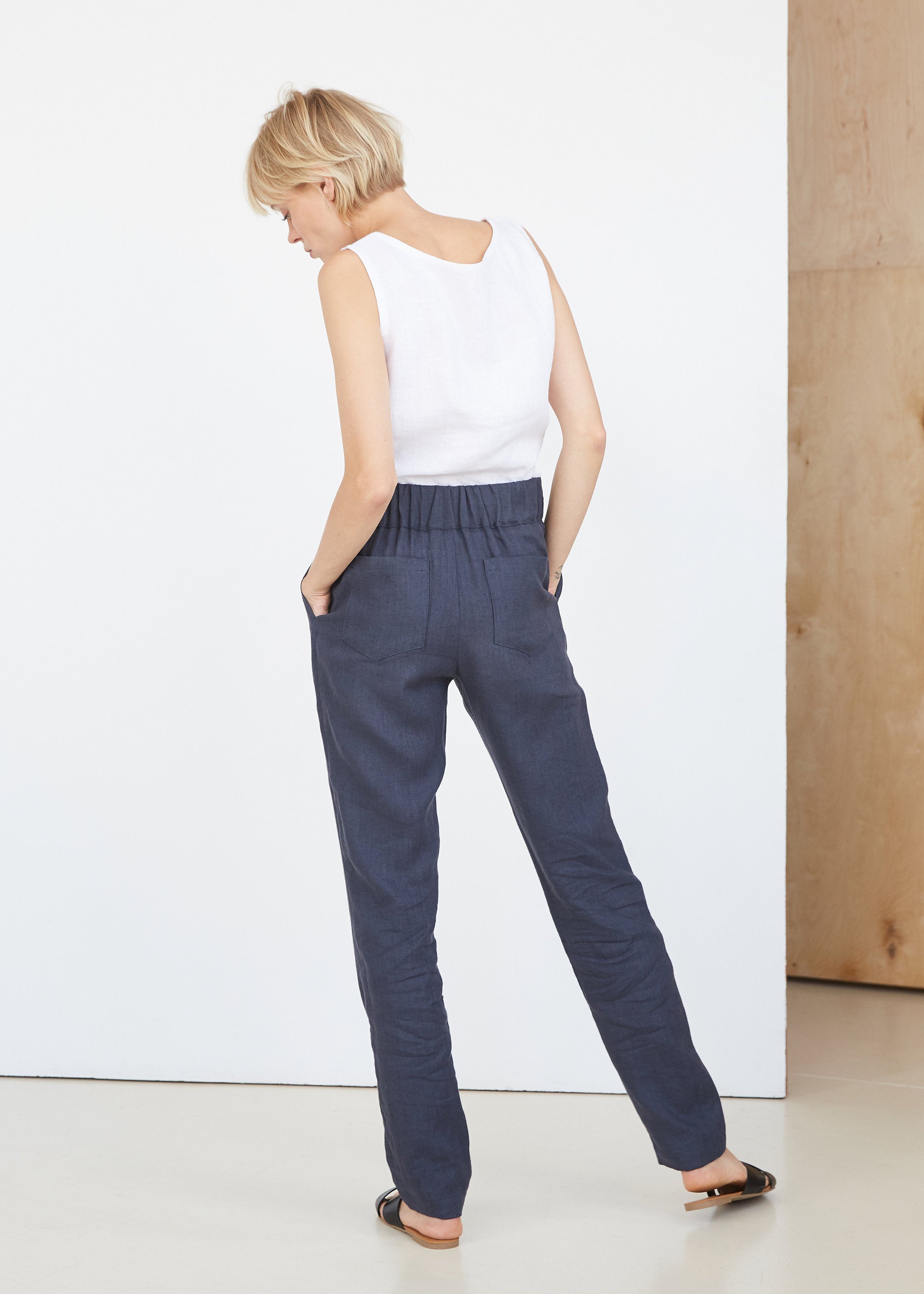 Coal Gray Linen Pants