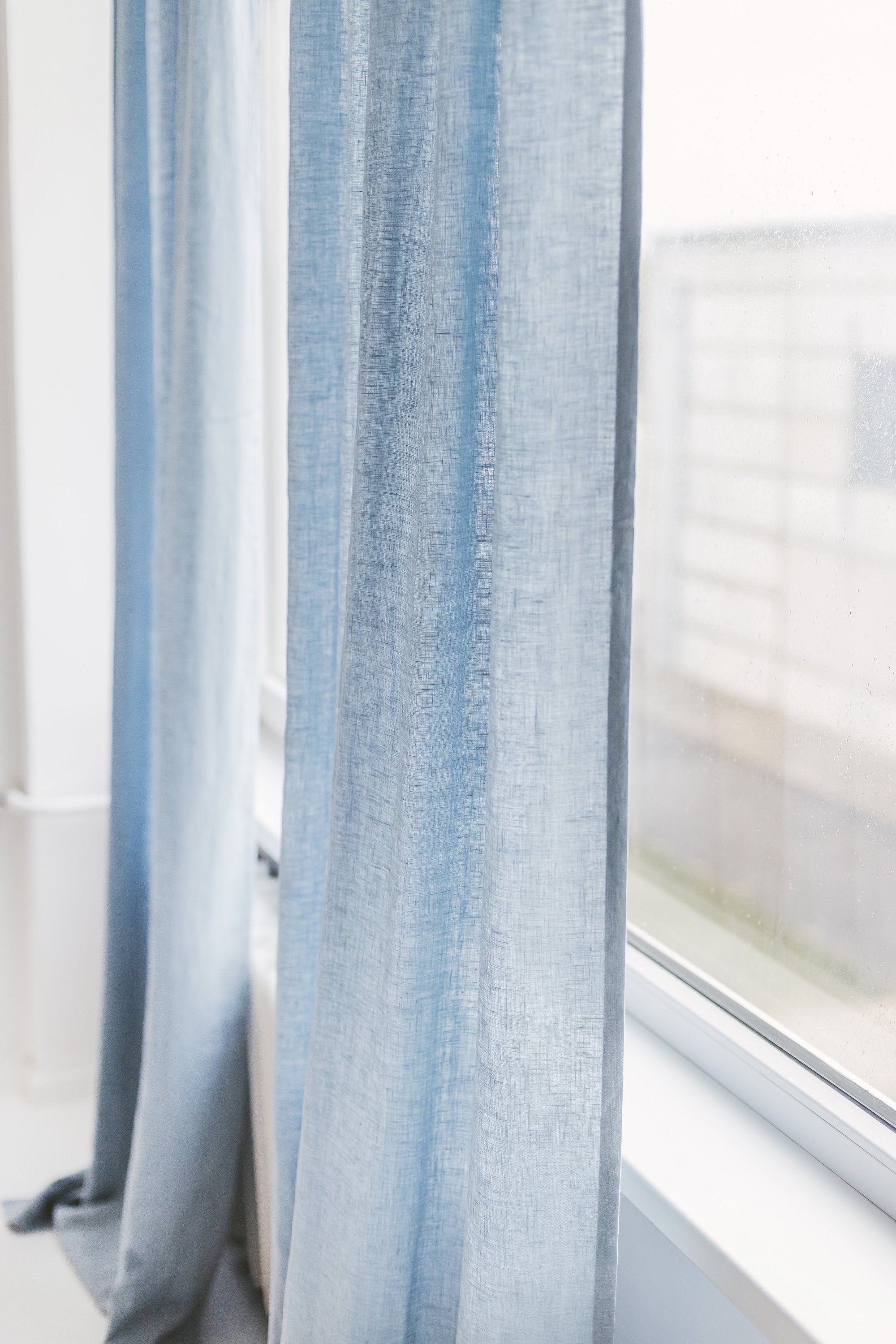 Ice Blue Linen Curtain