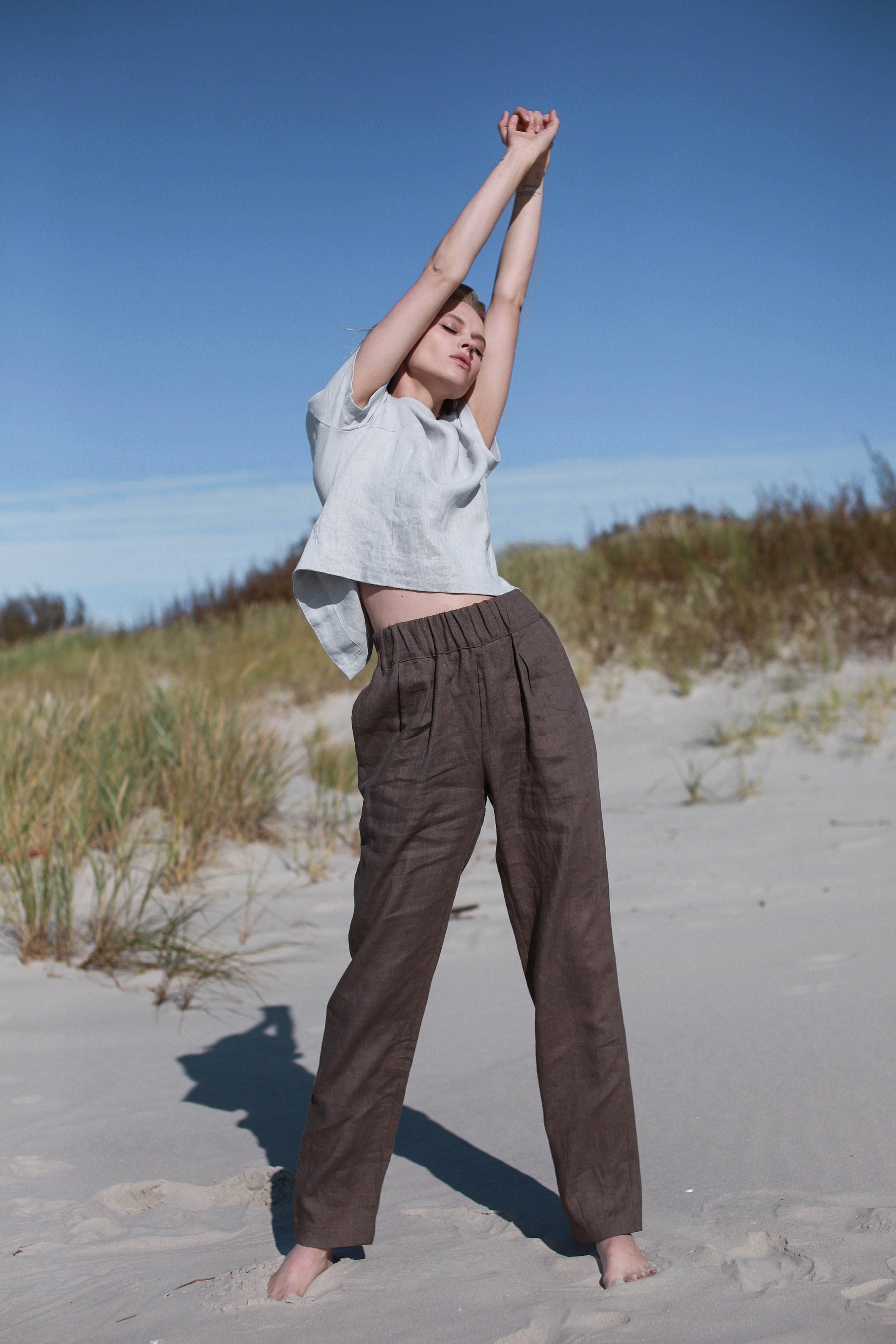 Walnut Brown Linen Pants