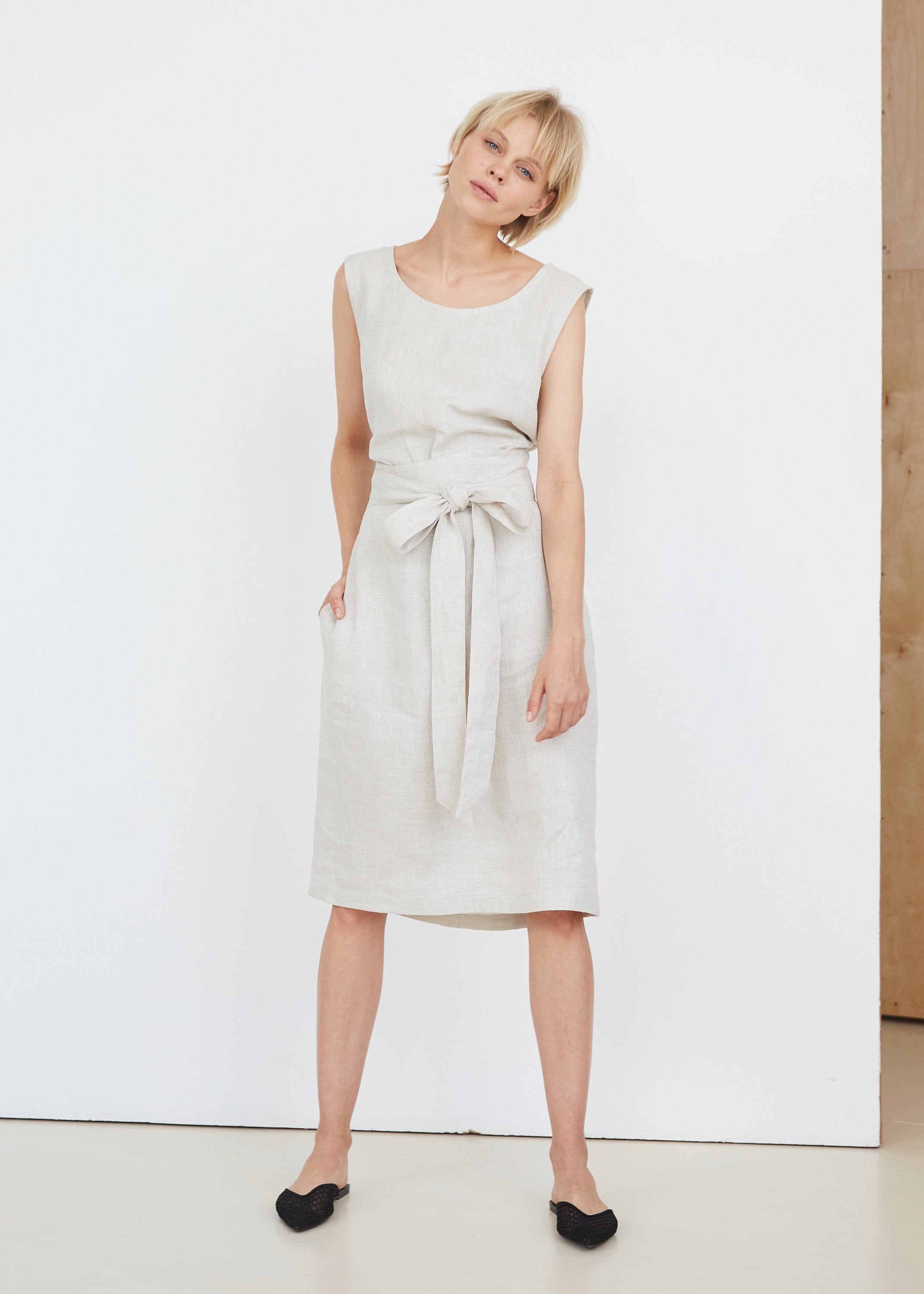Cloud Grey Linen Dress