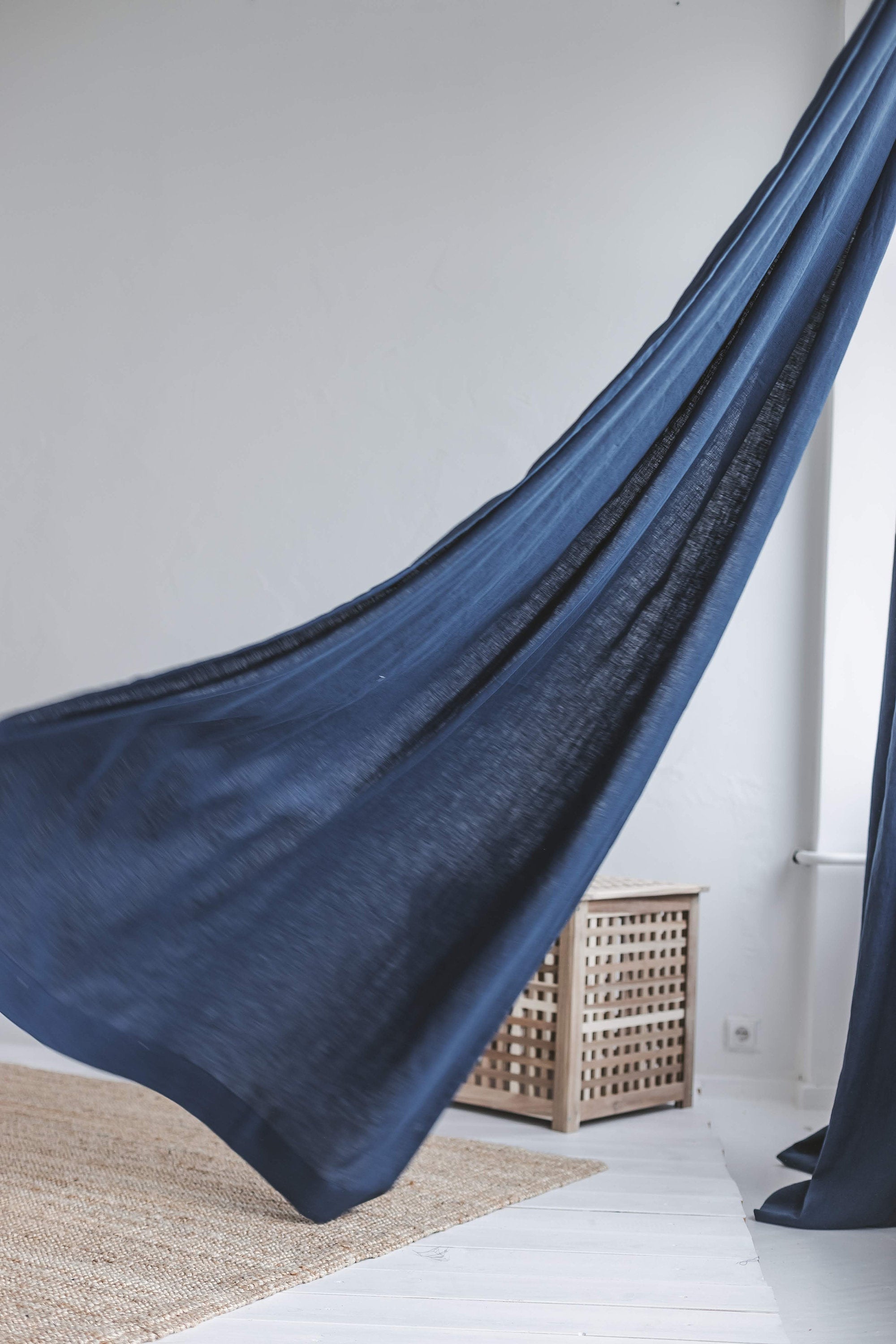 Steel Blue Linen Curtain