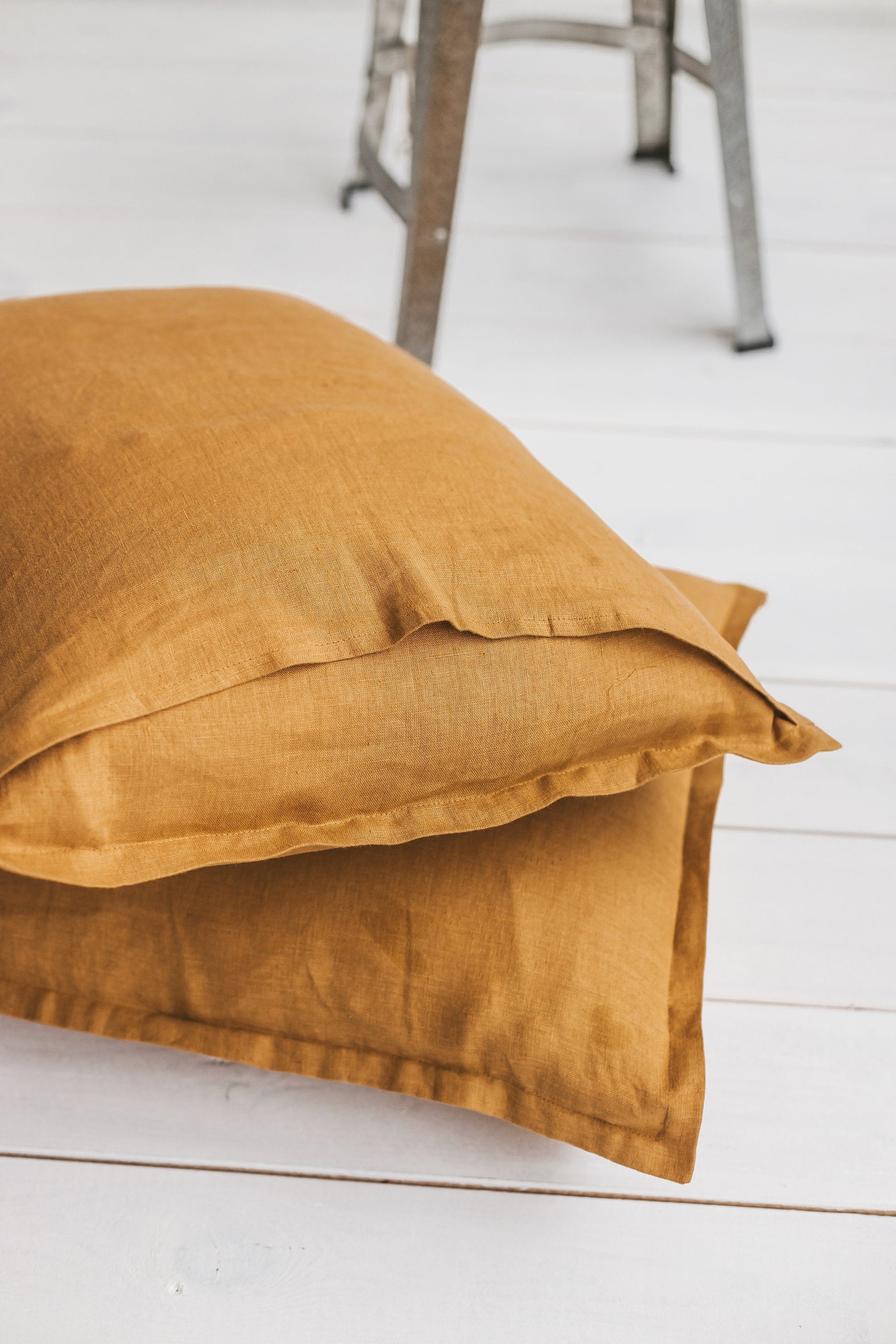 Amber Flanged Linen Pillow Case