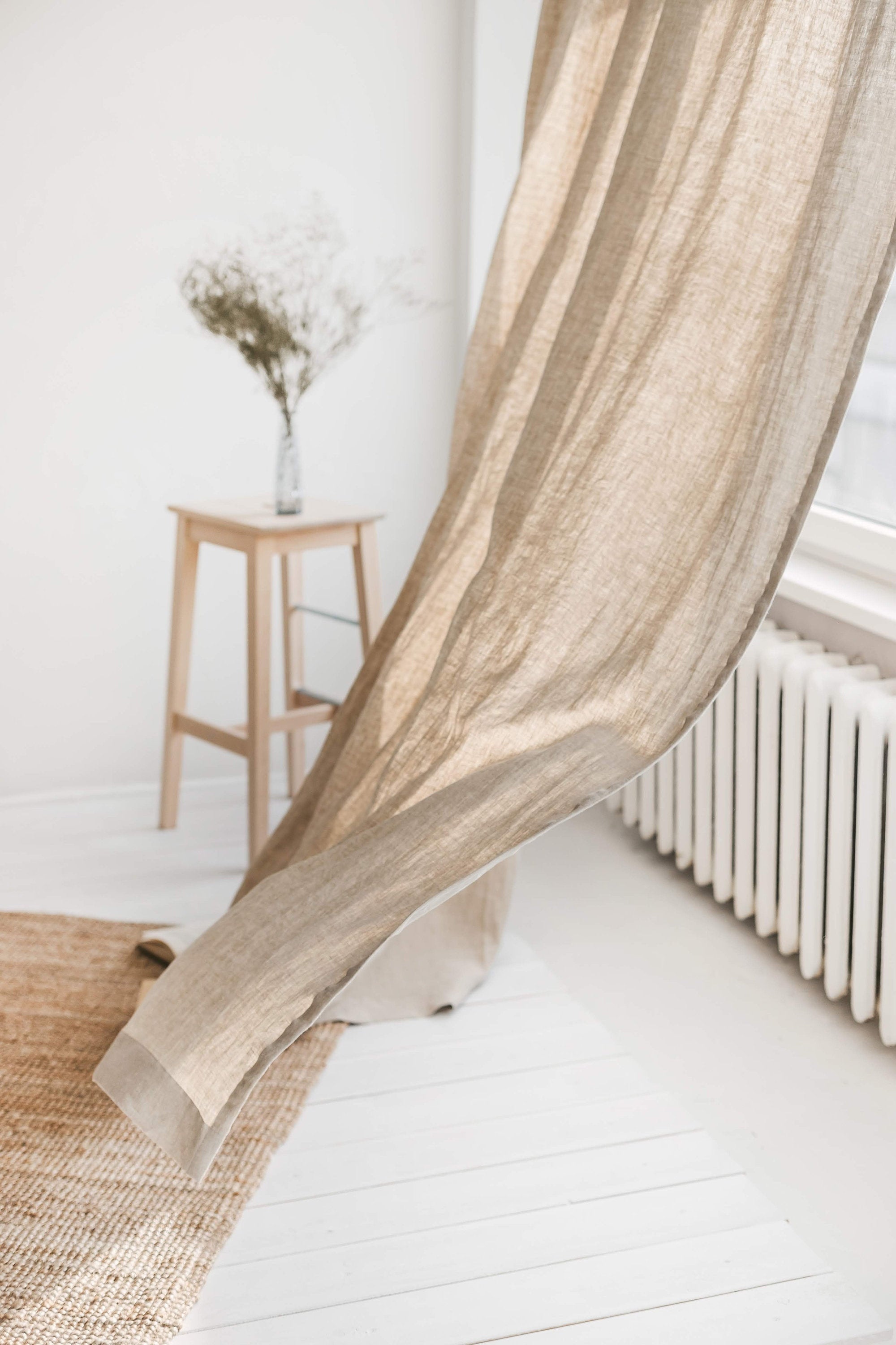 120"/305 cm width Natural Linen Curtain