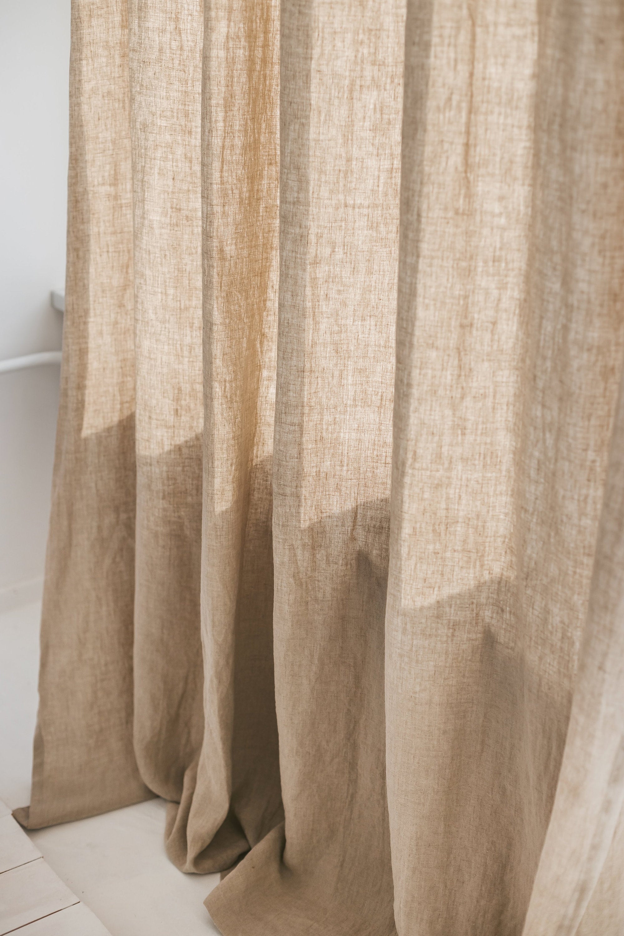 86.6"/220 Cm Width Light Gray Linen Curtain