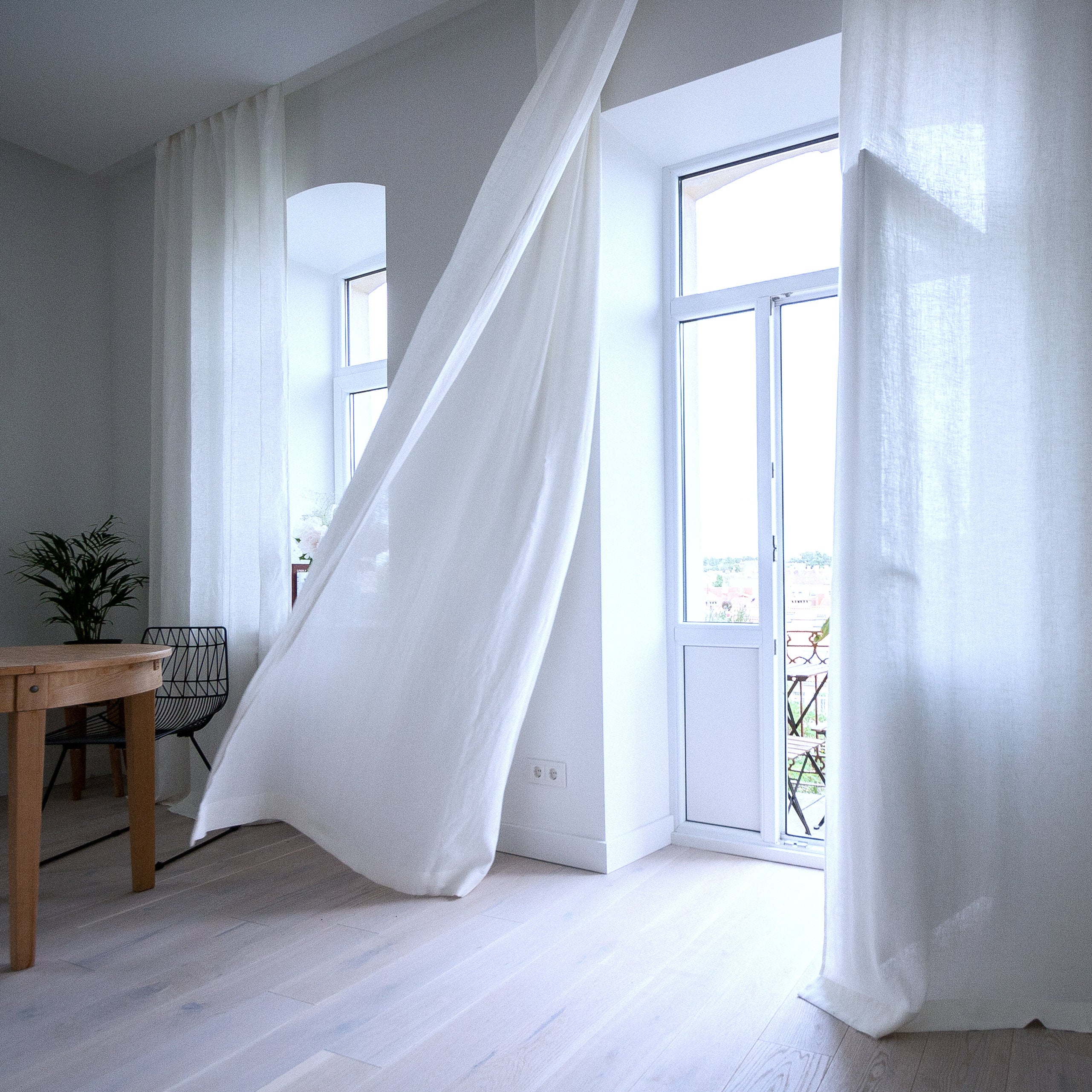 86.6"/220 Cm Width Linen Curtain