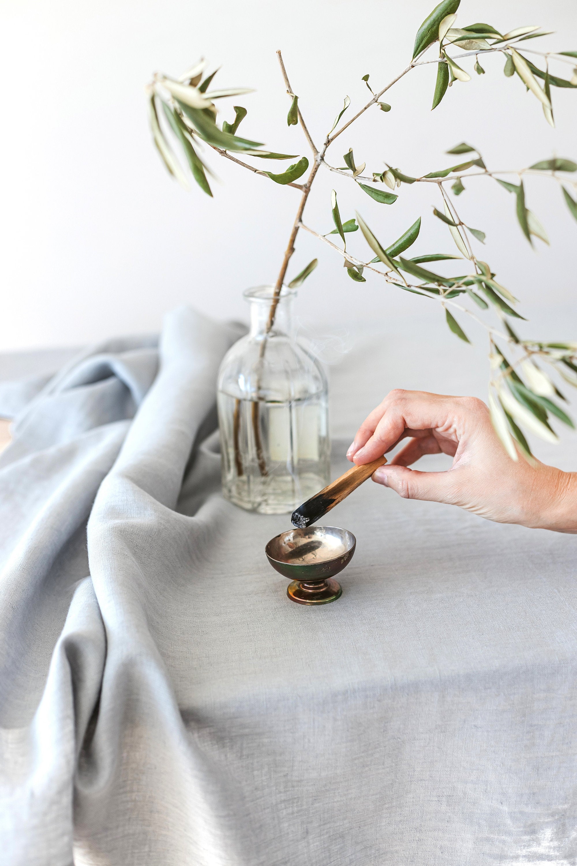 Cloud Gray Linen Tablecloth