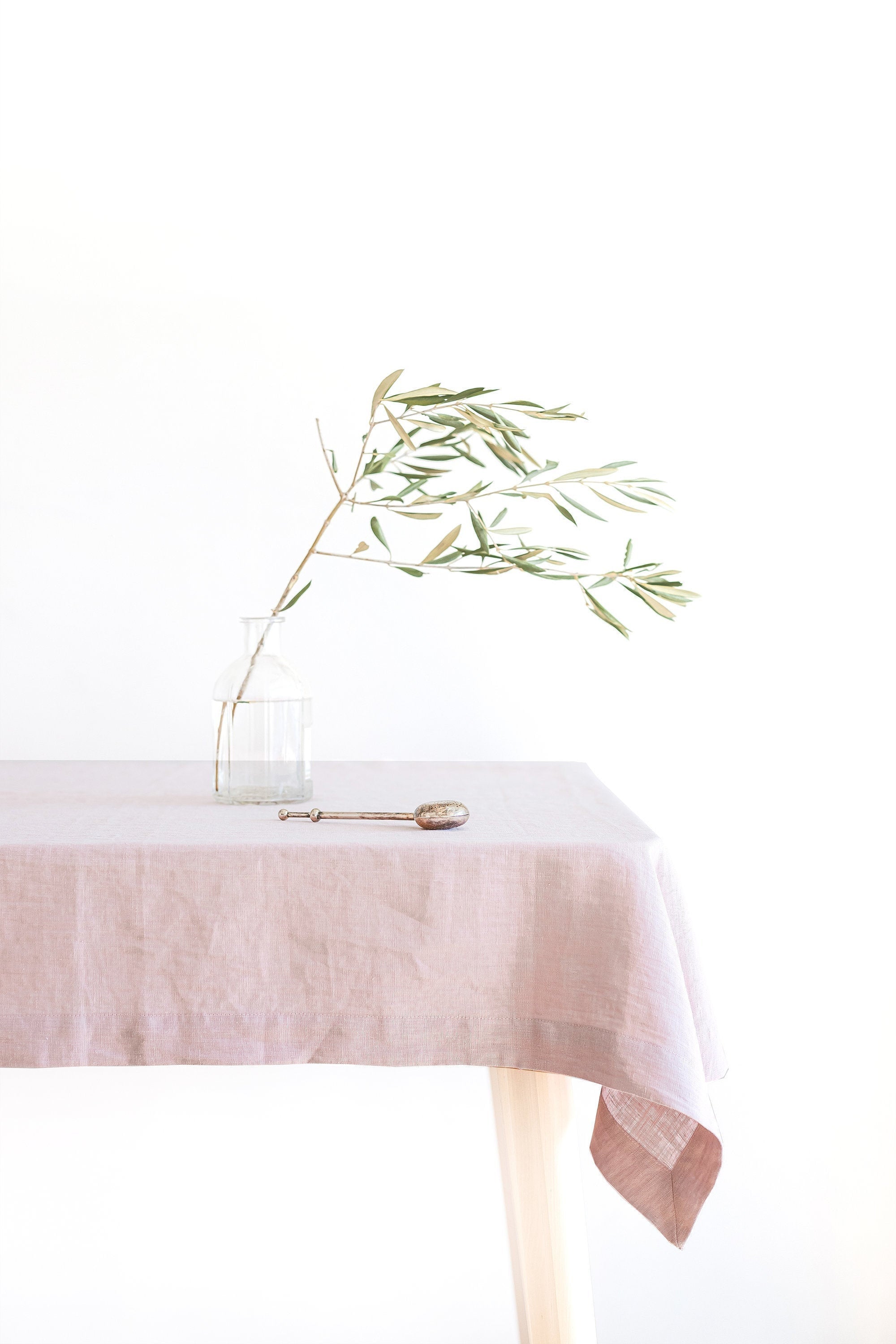 Pastel Pink Linen Tablecloth