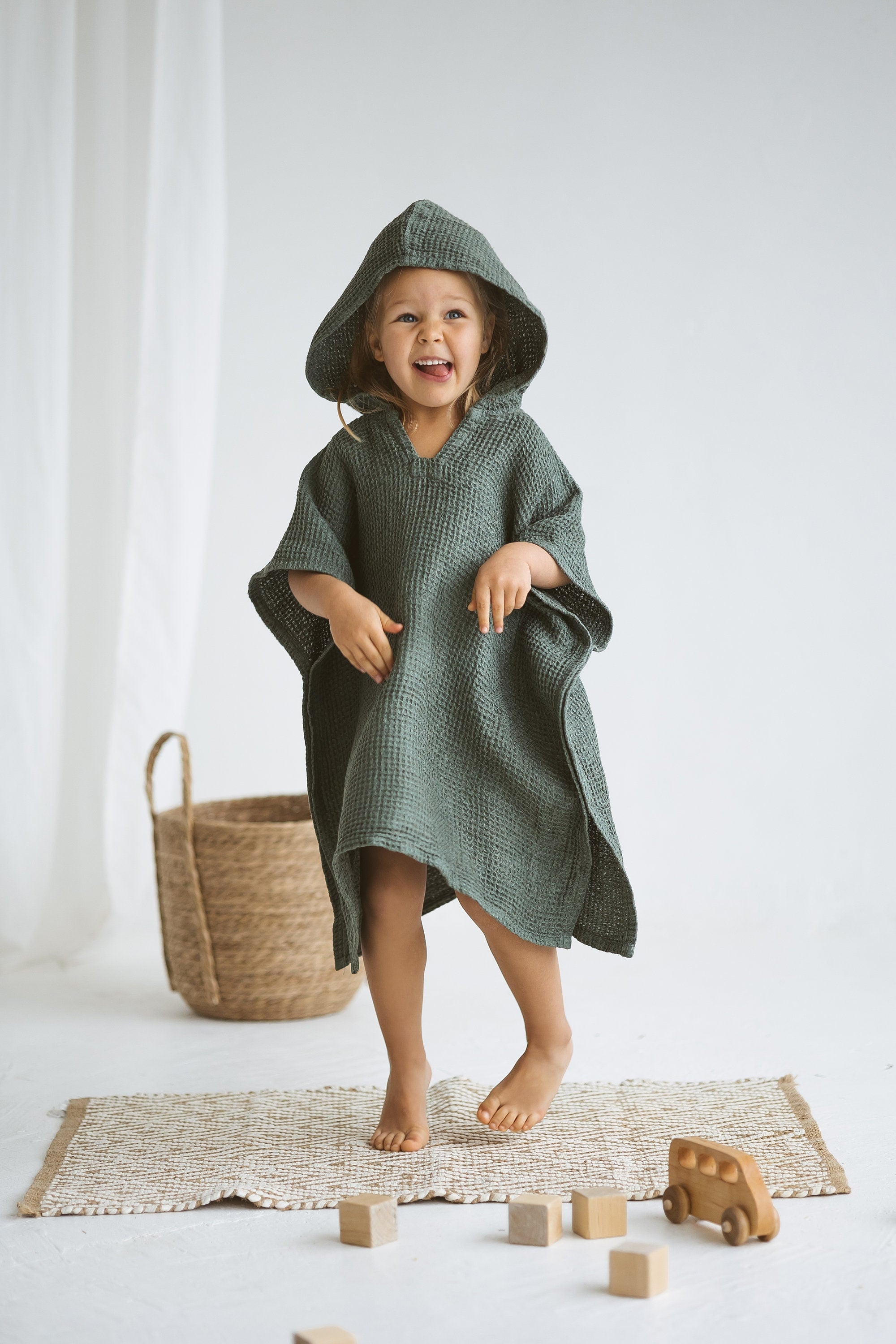 Linen Beach Poncho For Kids