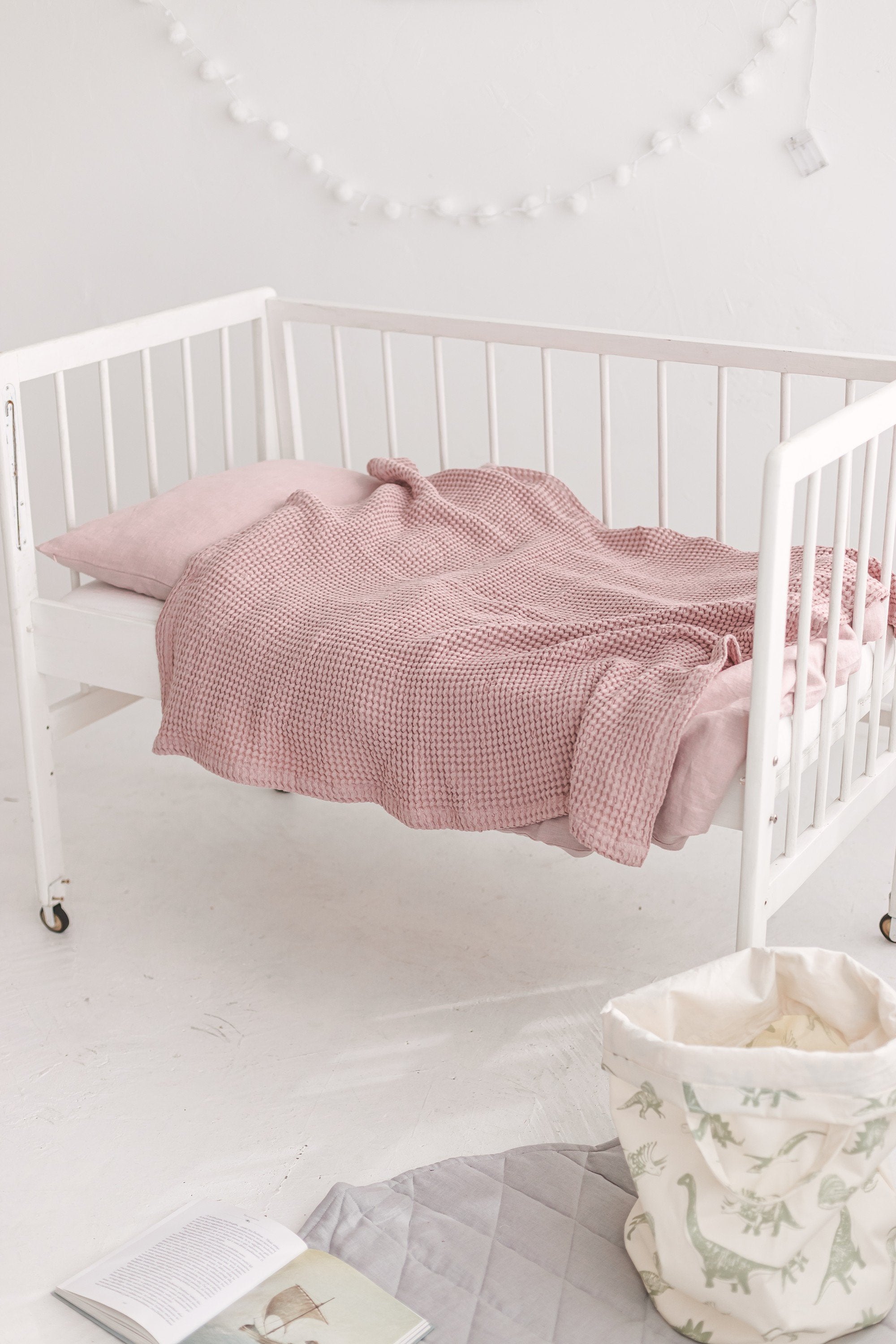 Light Gray Waffle Linen Baby Blanket