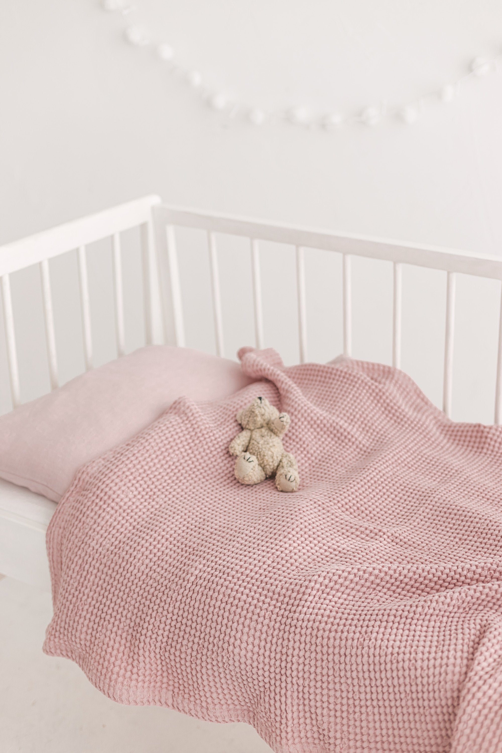Light Rose Waffle Linen Baby Blanket