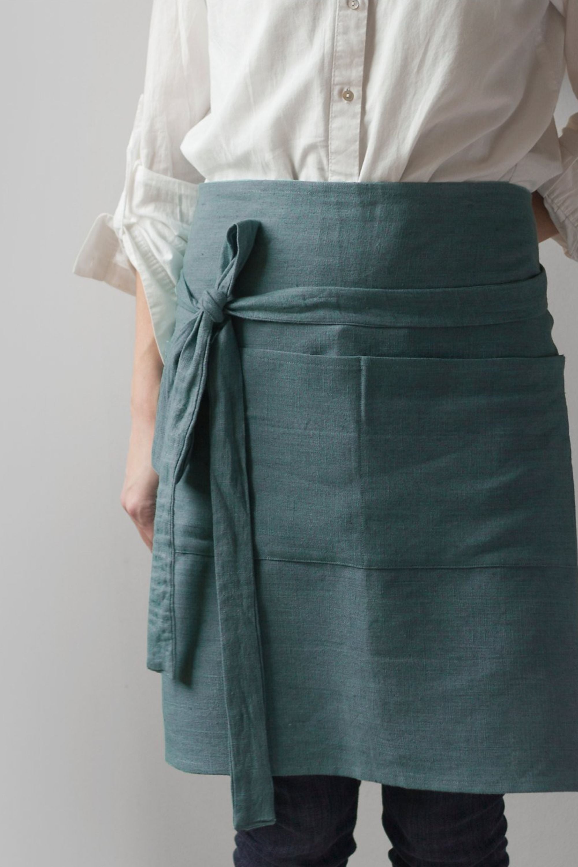 Grey Linen Half Apron