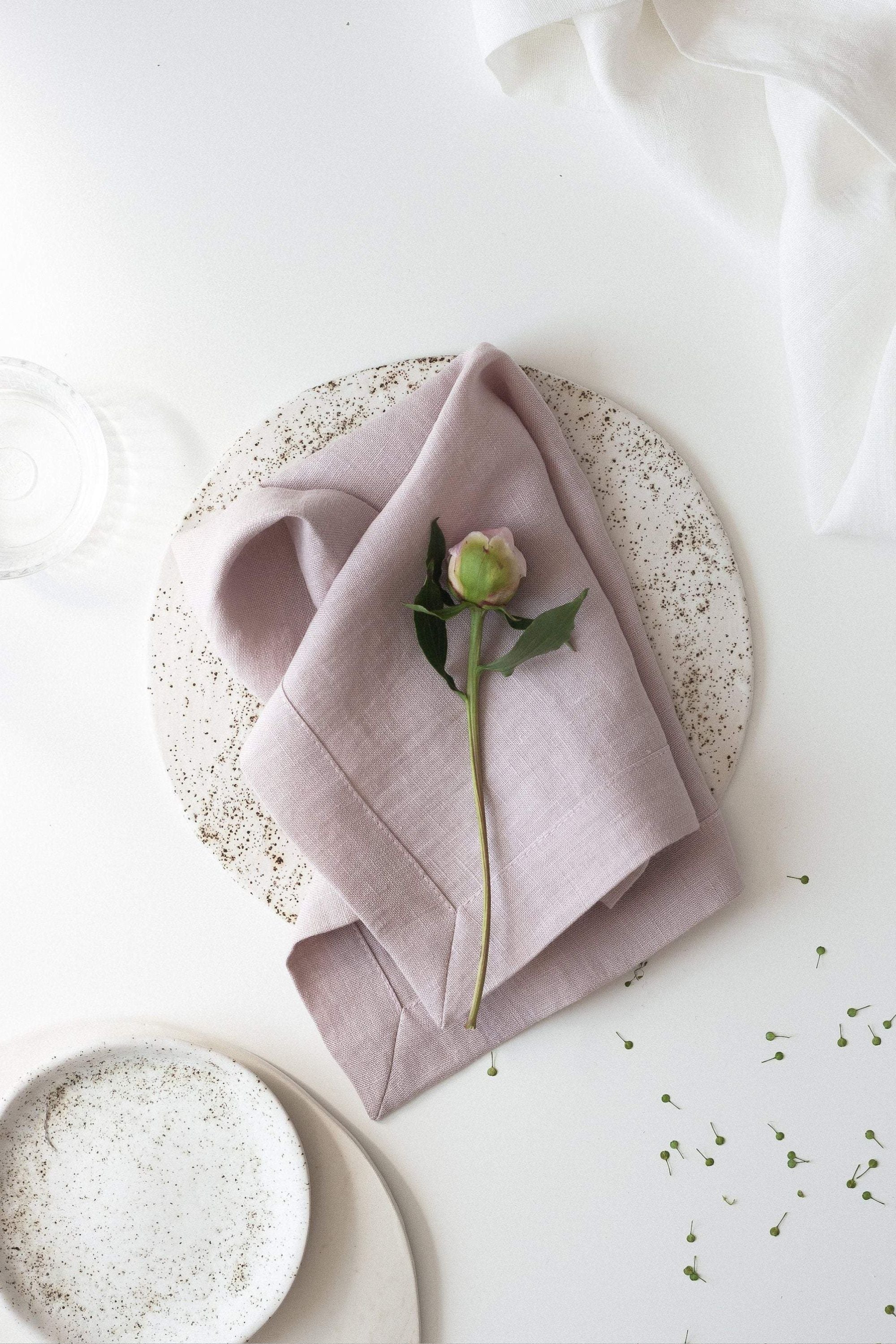 Pastel Pink Linen Napkins Set Of 2 Mitered Corners