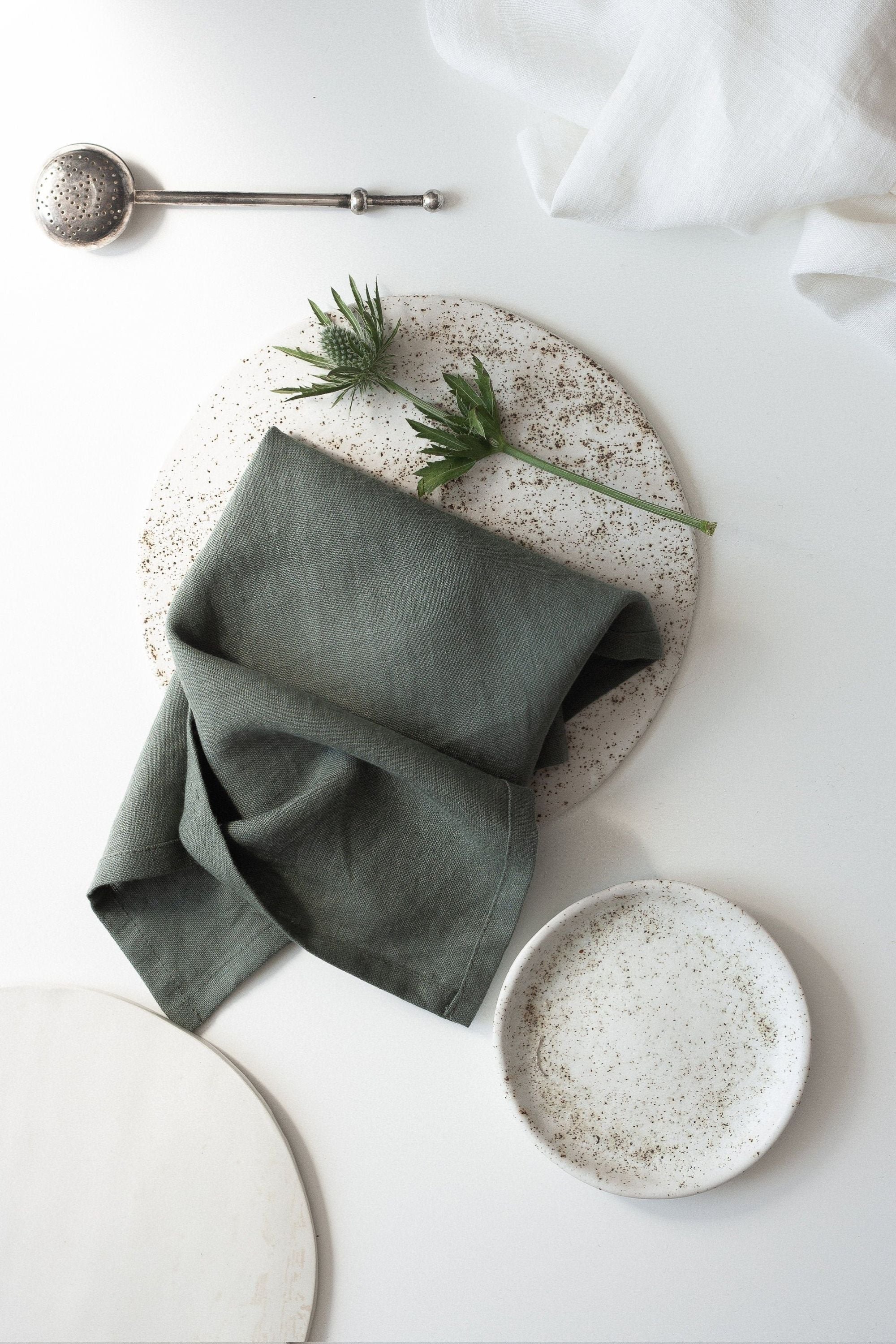 Safari Green Linen Napkins Set Of 2