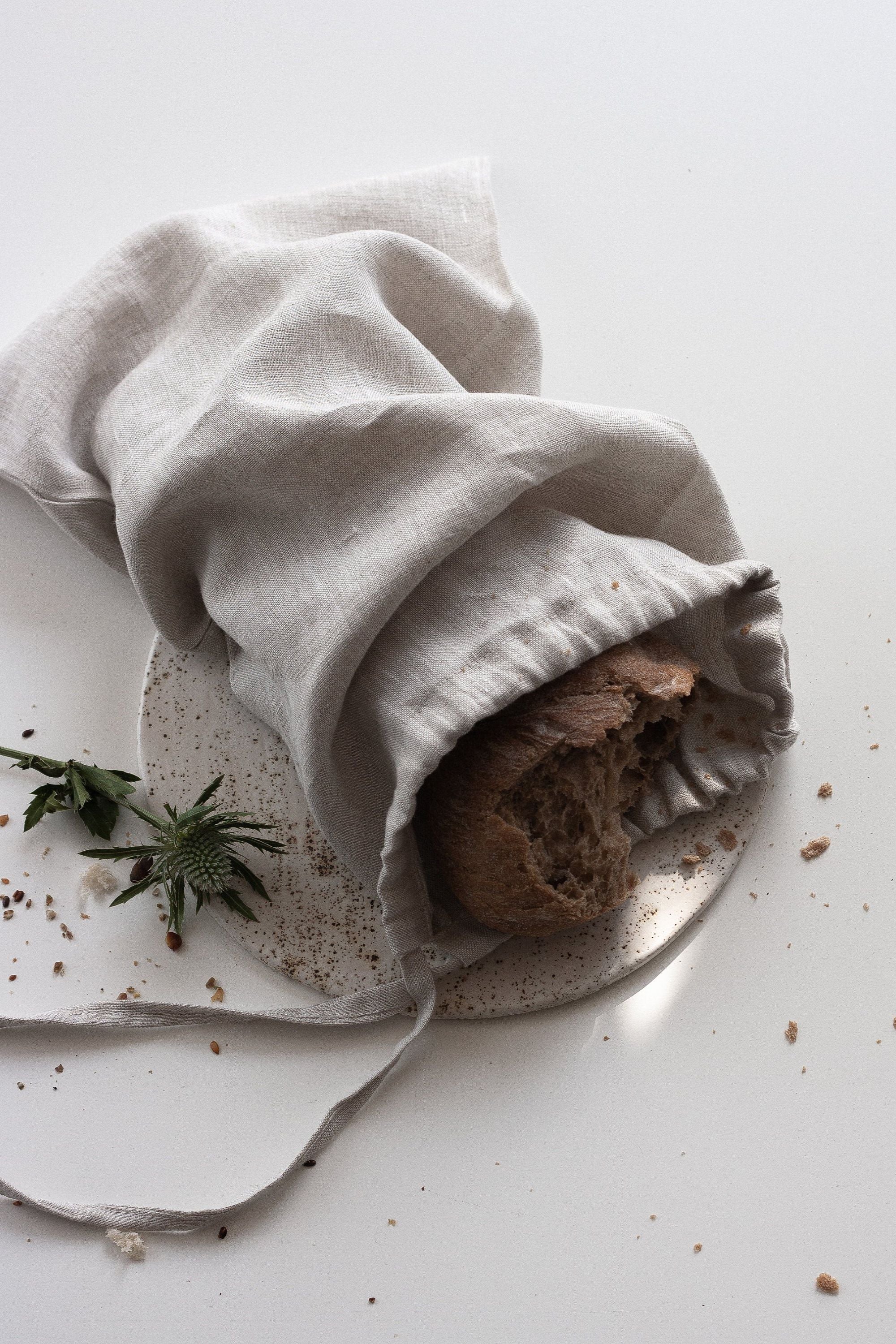 Natural Light Linen Bread Bags Set Of 2