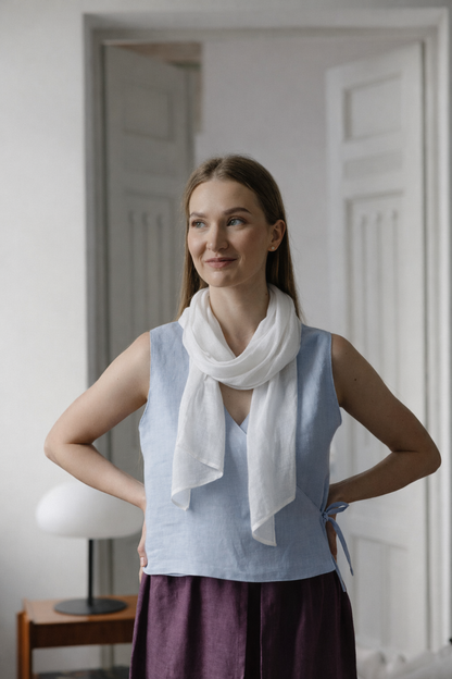lightweight white linen scarf