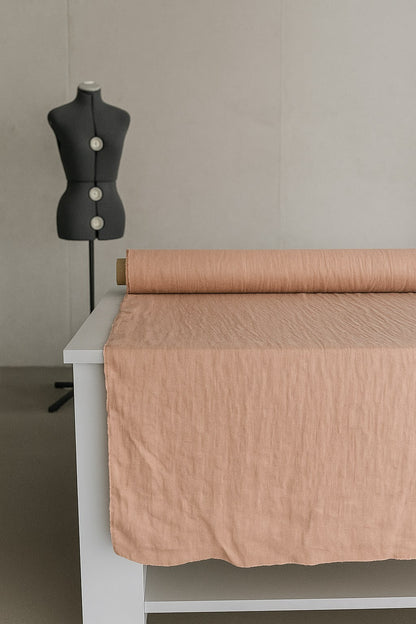 peach linen fabric by meter