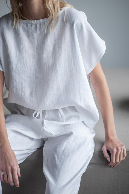 White linen pajama set