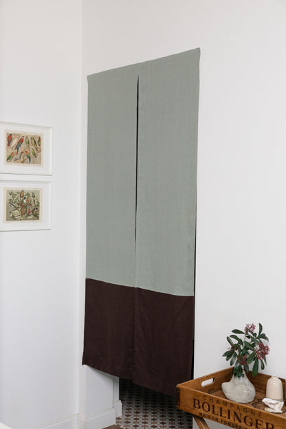 color block linen noren curtain